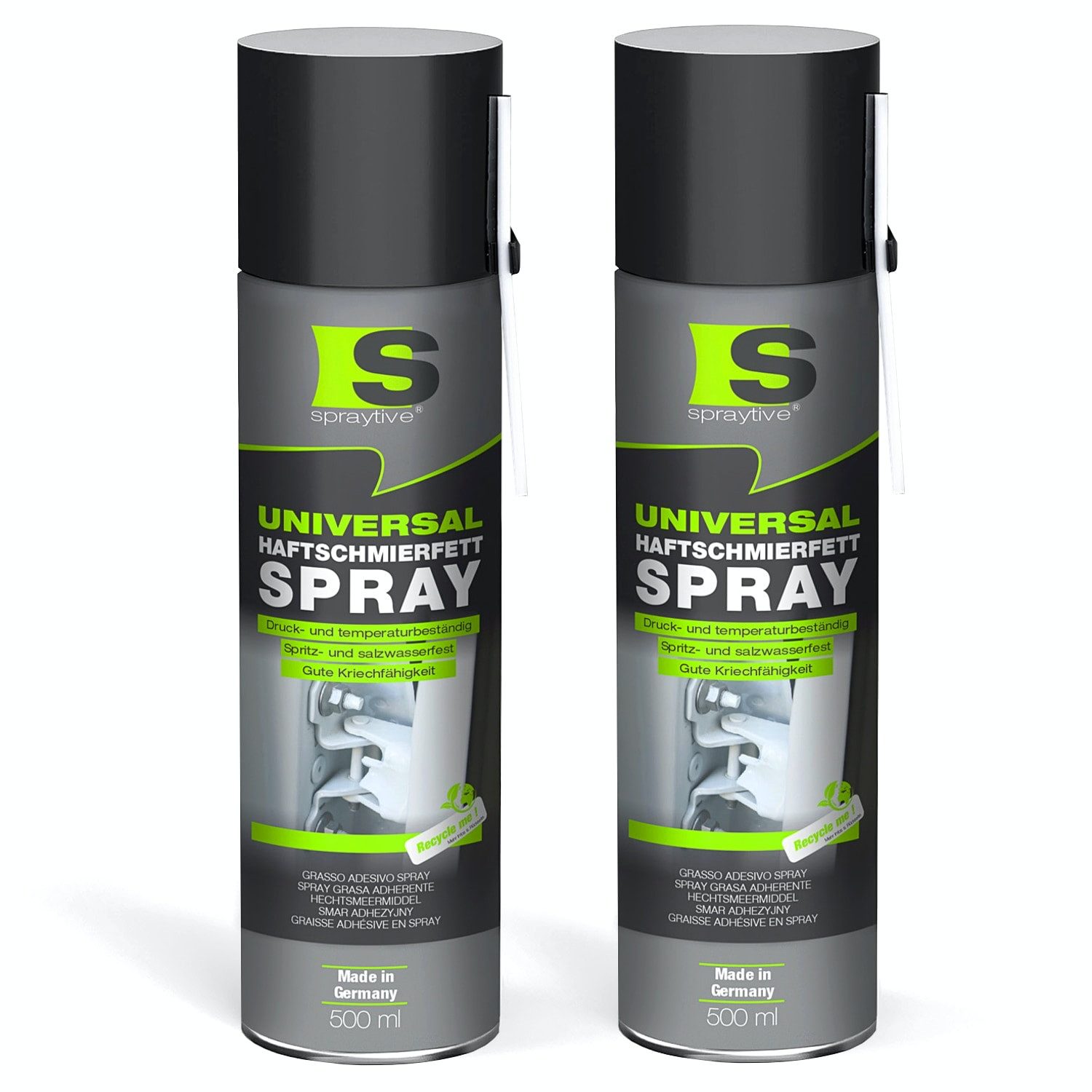 Spraytive Schmierfett 2x 500 ml Universal Haftschmierfett-Spray – Schmierfett & Kriechöl, Made in Germany