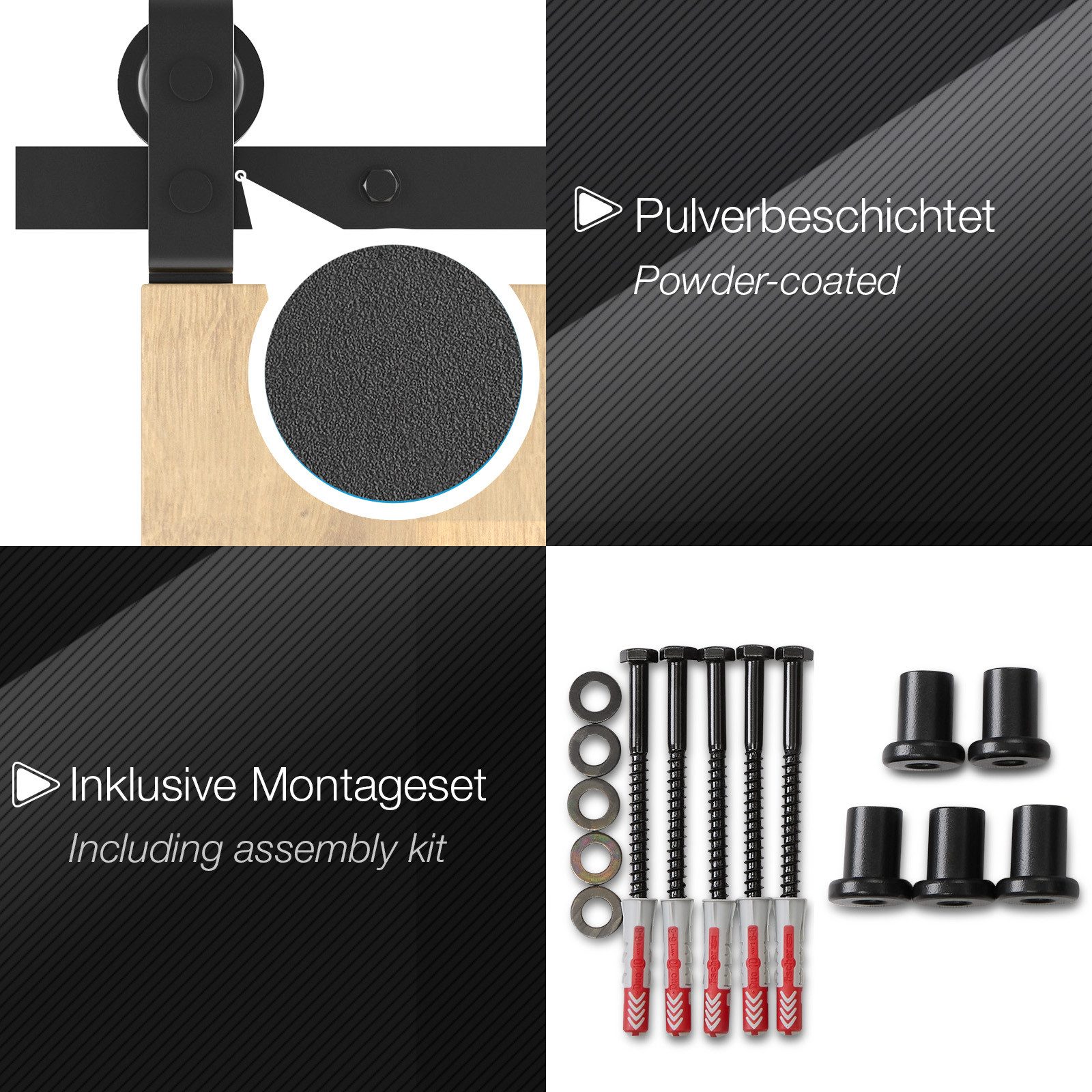 SO-TECH® Türbeschlag Falt-Schiebetürbeschlag LOUNGE mit Rollen & Montagematerial, B: 1 m, 2 Rollen, Obermontage, für einflügelige Falttür