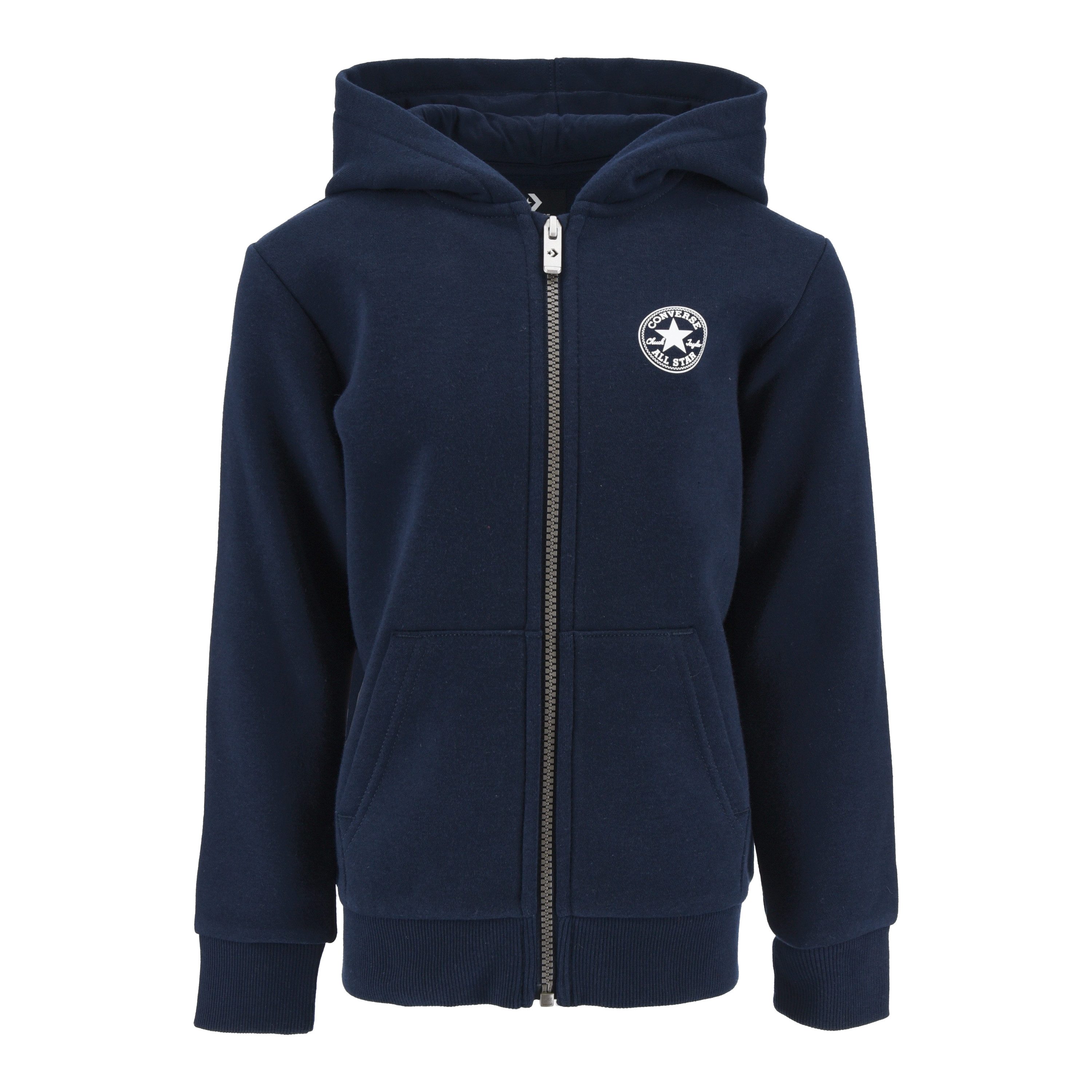 Converse Kapuzensweatjacke CNVB FLEECE CTP CHEST CORE FZ (1-tlg) mit Kapuze, für sportliche Aktivitäten, für Kinder