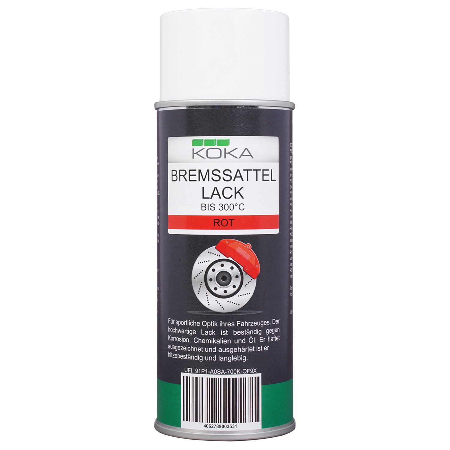 KOKA Sprühlack Bremssattellack 400ml Rot Thermolack, DIY Spray Hitzebeständig 300°C Bremsen Auto Tuning Bremssattelfarbe