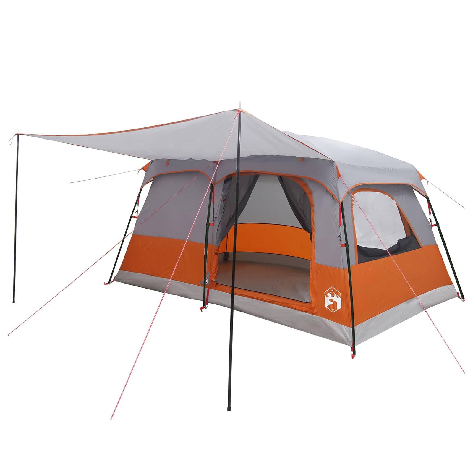 vidaXL Kuppelzelt Familienzelt 10 Personen Grau und Orange Polyester und Stahl, (1 tlg)
