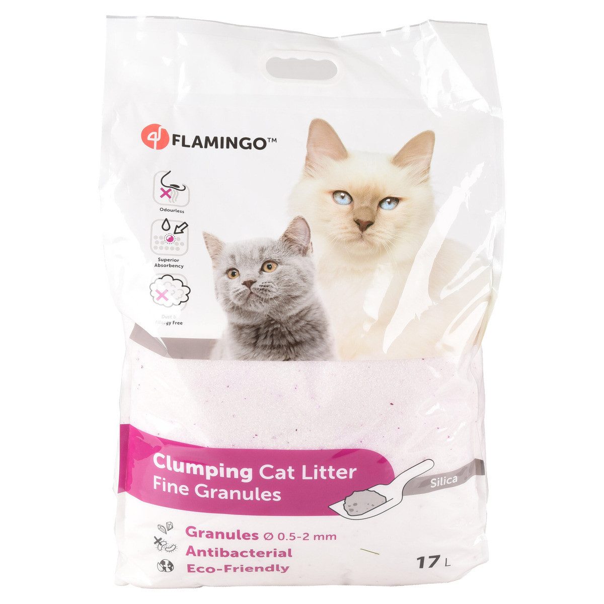 Flamingo Katzenstreu Katzenstreu Silica fein Klumpstreu 17 l