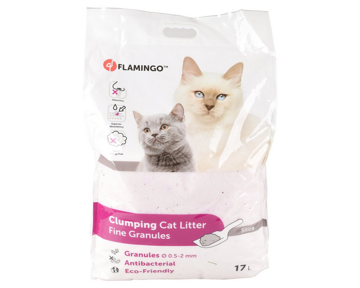 Flamingo Katzenstreu Katzenstreu Silica fein Klumpstreu 17 l