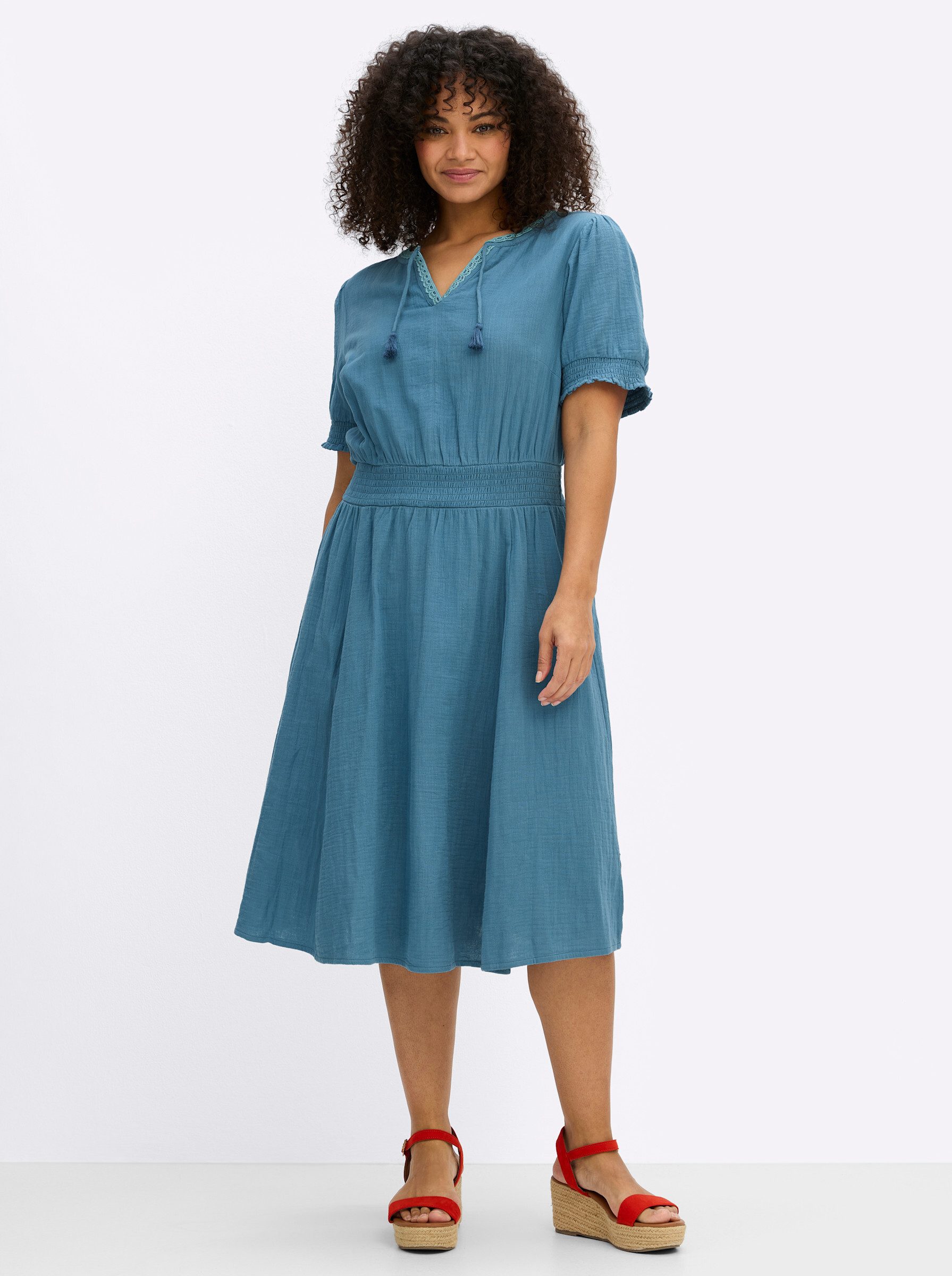 Sheego Etuikleid Kleid Kurzarm