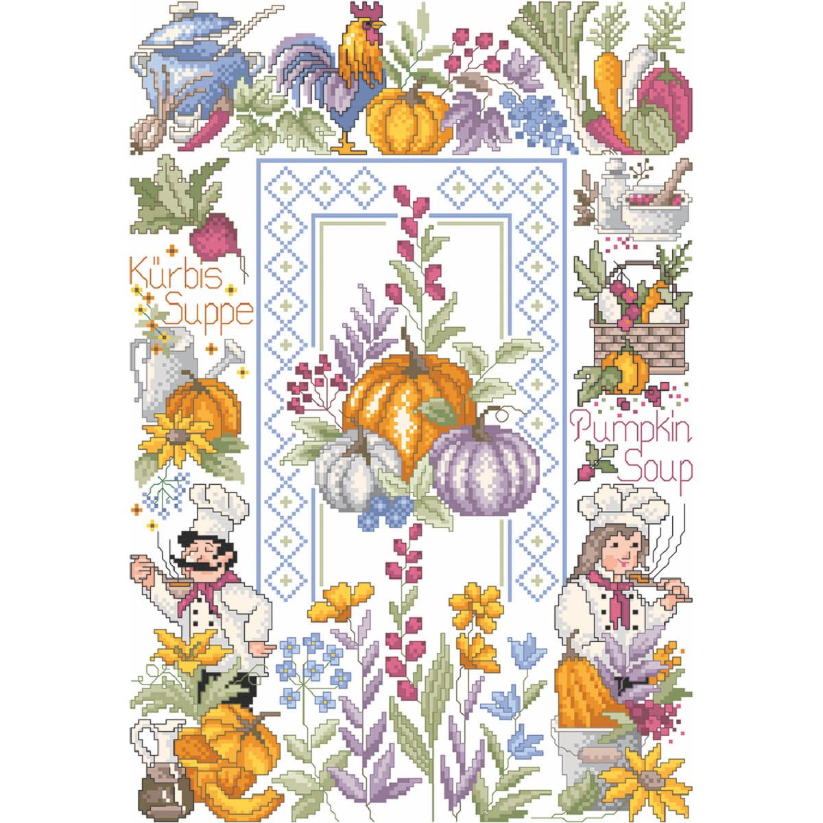 Lindner´s Kreuzstiche Kreativset Lindner´s Kreuzstich Zählmuster Vorlage "Kürbiszeit", 165, (embroidery kit by Marussia)