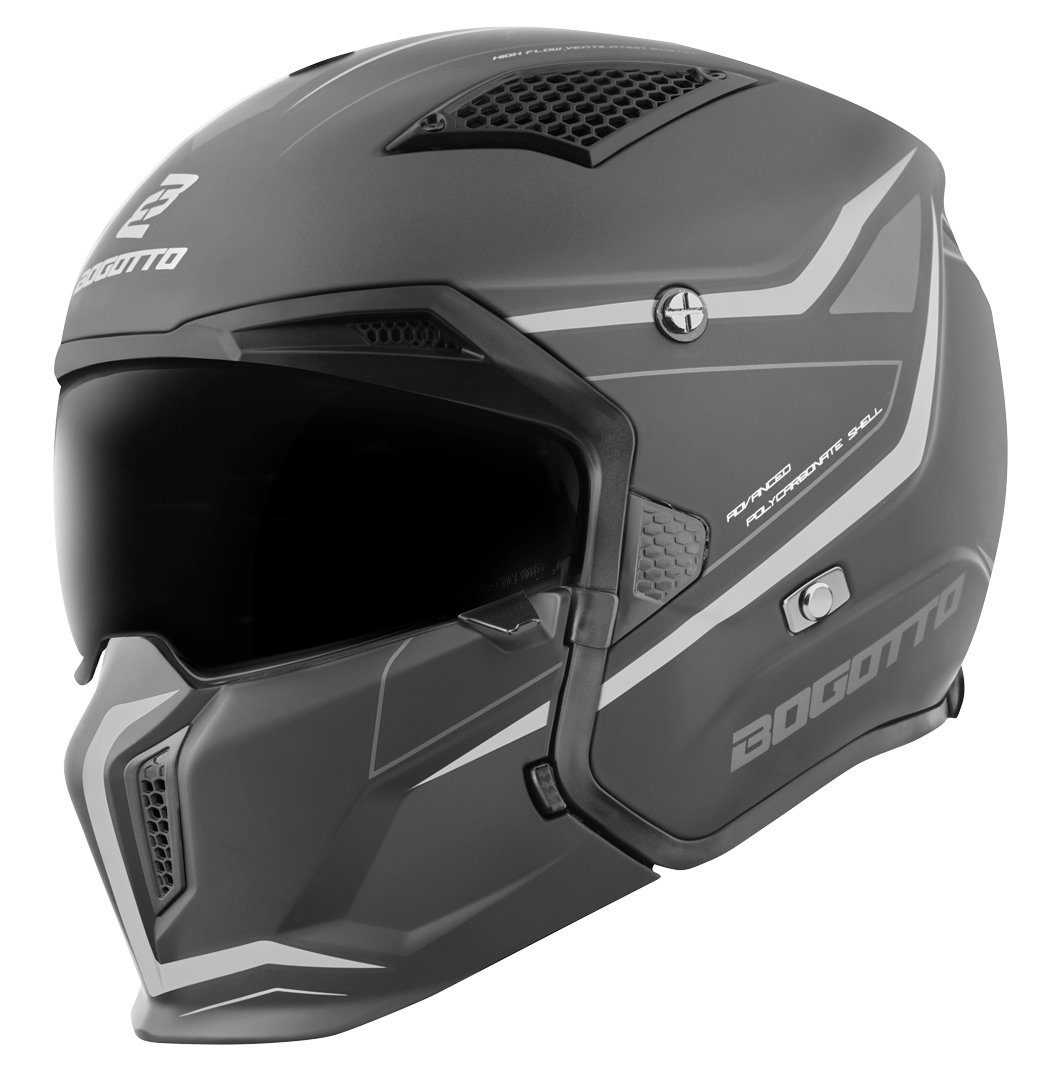 Bogotto Motorradhelm Radic WN-ST 22.06 Helm, Herausnehmbares Innenfutter,integriertes Sonnenvisier