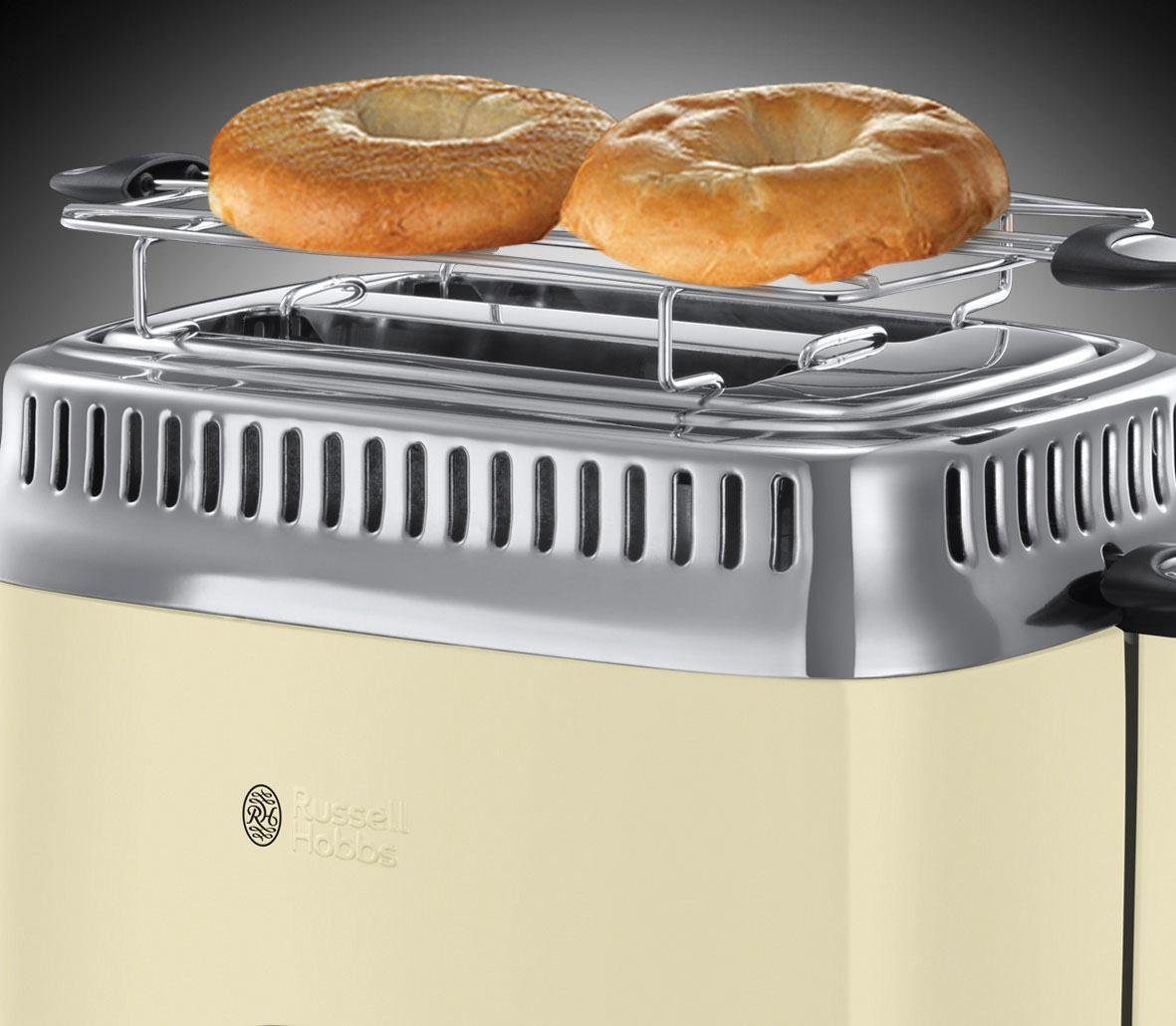 RUSSELL HOBBS Toaster Beige W, Schlitze, Cream kurze 21682-56, 1300 2 Retro Vintage