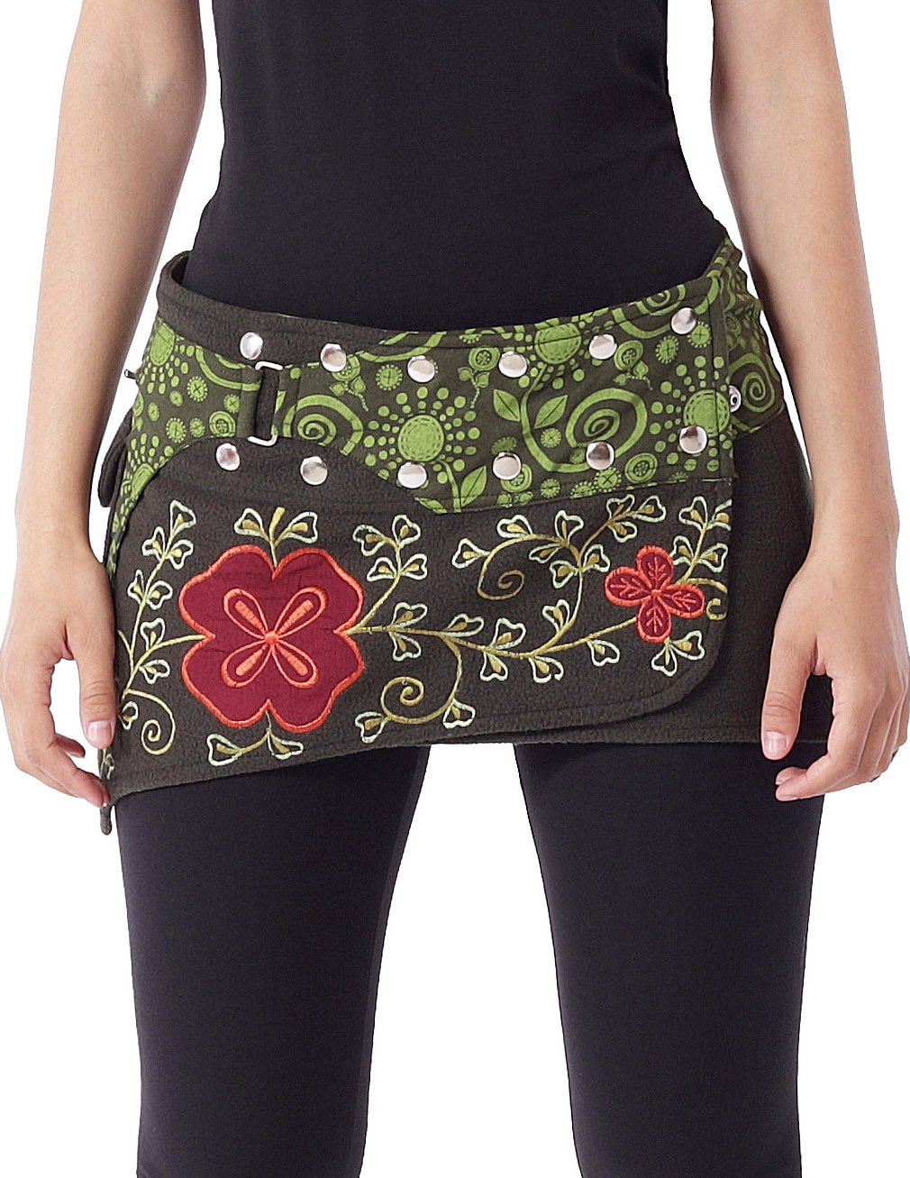 PUREWONDER Wickelrock Damen Wickelrock, Nierenwärmer und Cacheur aus Fleece sk22 Grün 1 aus Fleece