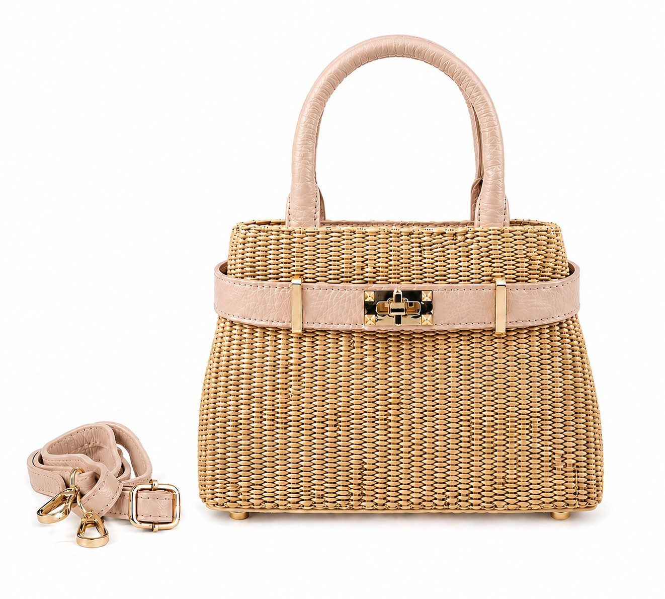 Der Trachtler Trachtentasche Damen Raffia-Tasche mit Lederdetails, - Made in Italy