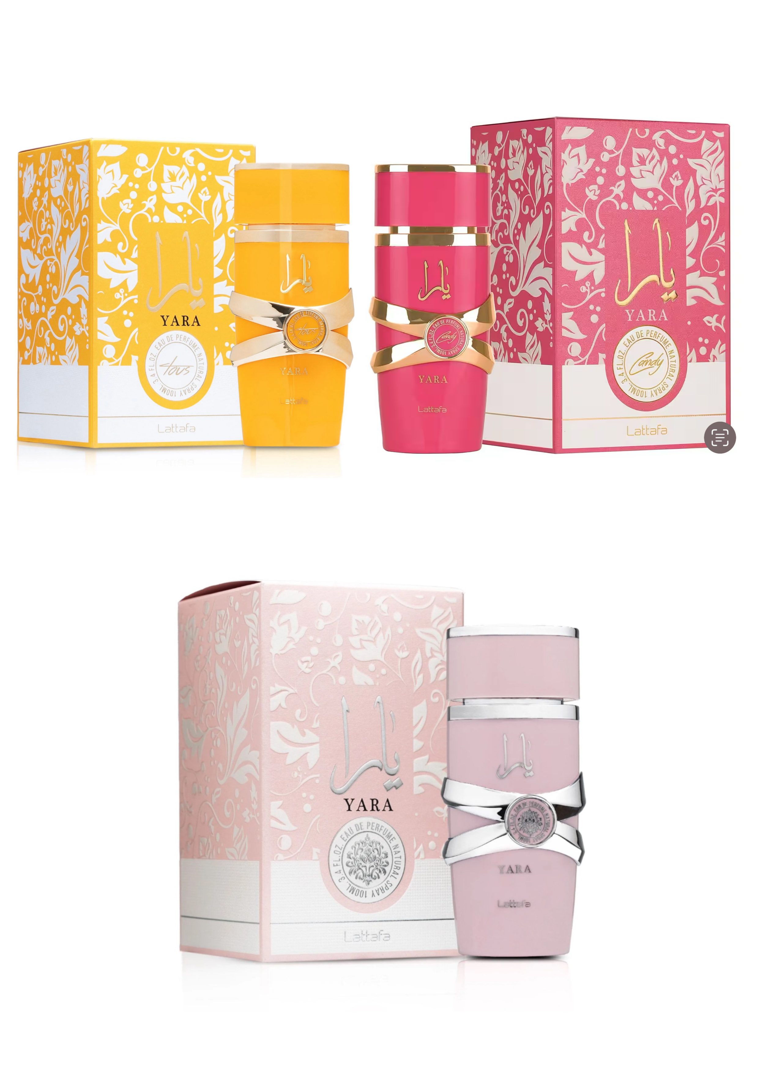 Lattafa Eau de Parfum YARA, Yara Candy & Yara Tous Arabische Damen Parfum 100 Damenduft, Einzigartige Komposition, Lang anhaltend, 100% Original