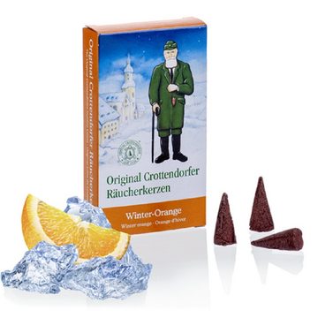 Crottendorfer Duftkerze 4er Set Adventsduft / Winter-Orange / Waldmoos / Lavendel, Räucherkerzen Größe M - Inhalt jeweils 24 Stück - Made in Germany