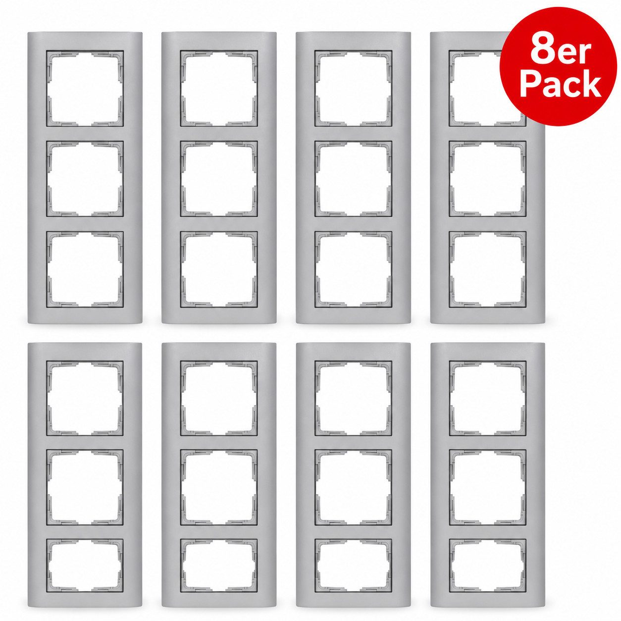 Kopp Abdeckrahmen 8X Athenis Abdeckrahmen 3-Fach Schalterrahmen Steckdosenrahmen, Lichtschalter Steckdose Unterputz Rahmen Elektroinstallation