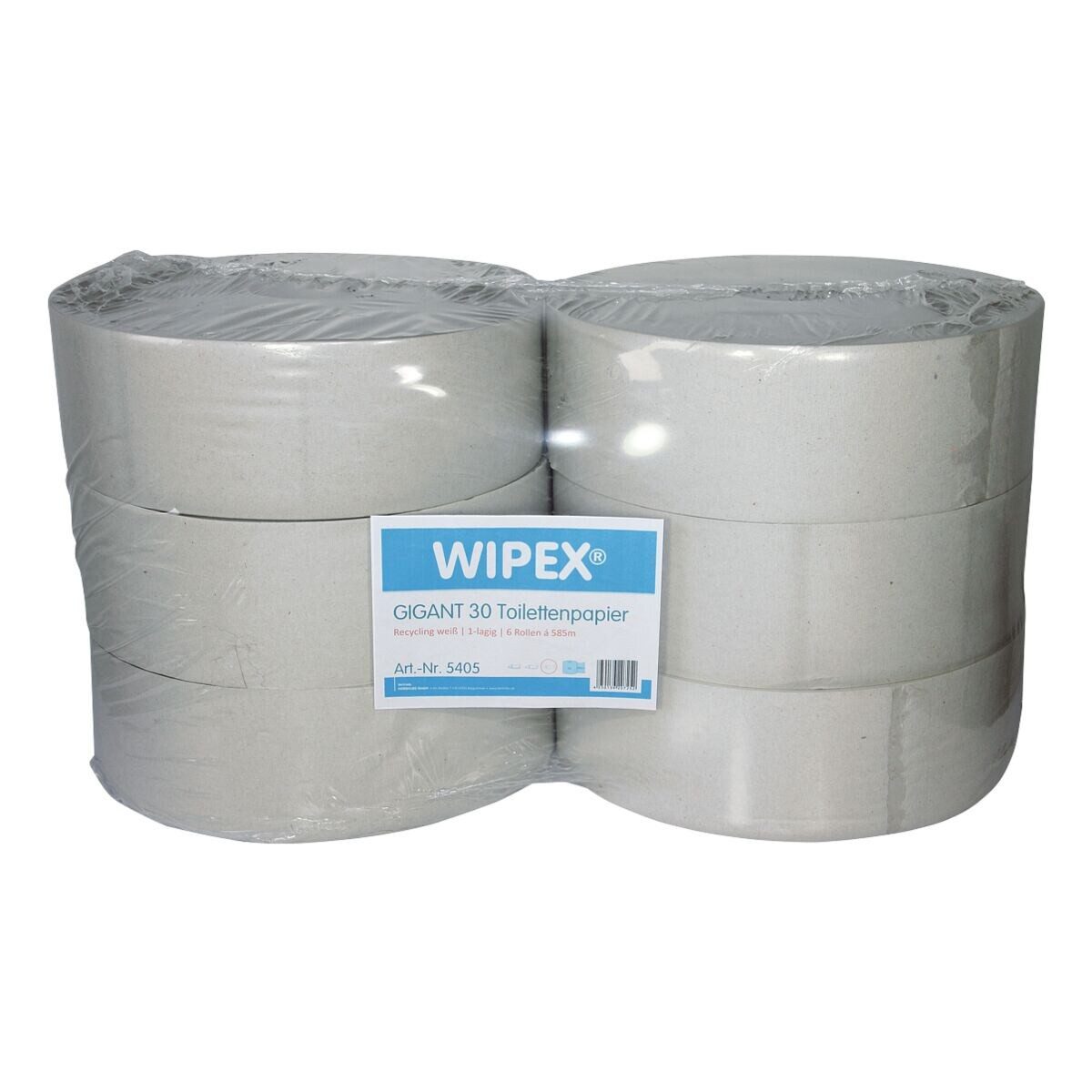 WIPEX Toilettenpapier Basic (6-St), Großrolle, 1-lagig, naturweiß, 585 m/Rolle