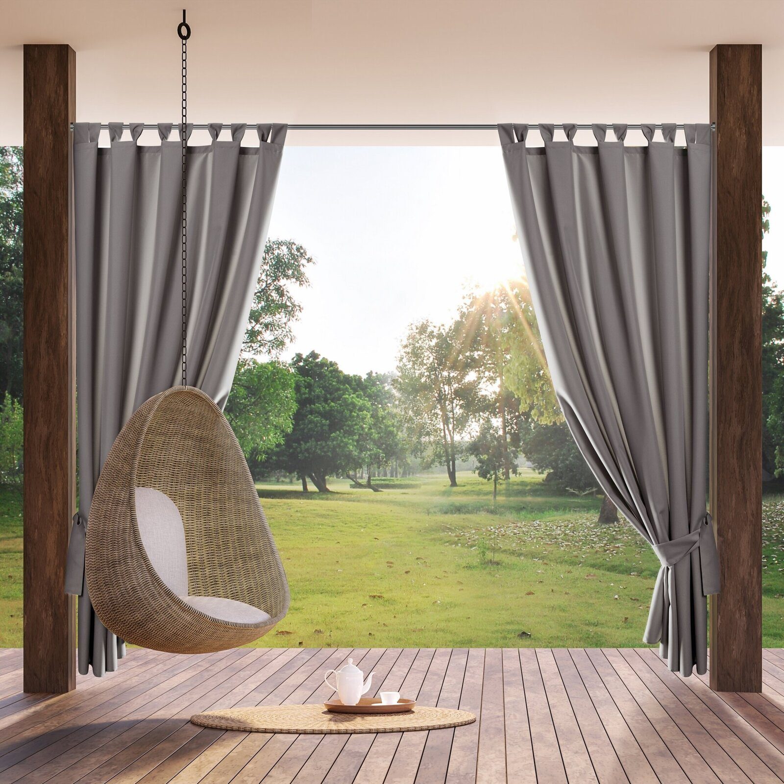 Eurofirany Outdoorvorhang GARDEN, wasserdichter Terrassenvorhang (1 St), Schlaufen, Lichtschutz, Polyester, für Pavillon, Pergola & Balkon, wetterfest, UV-Schutz