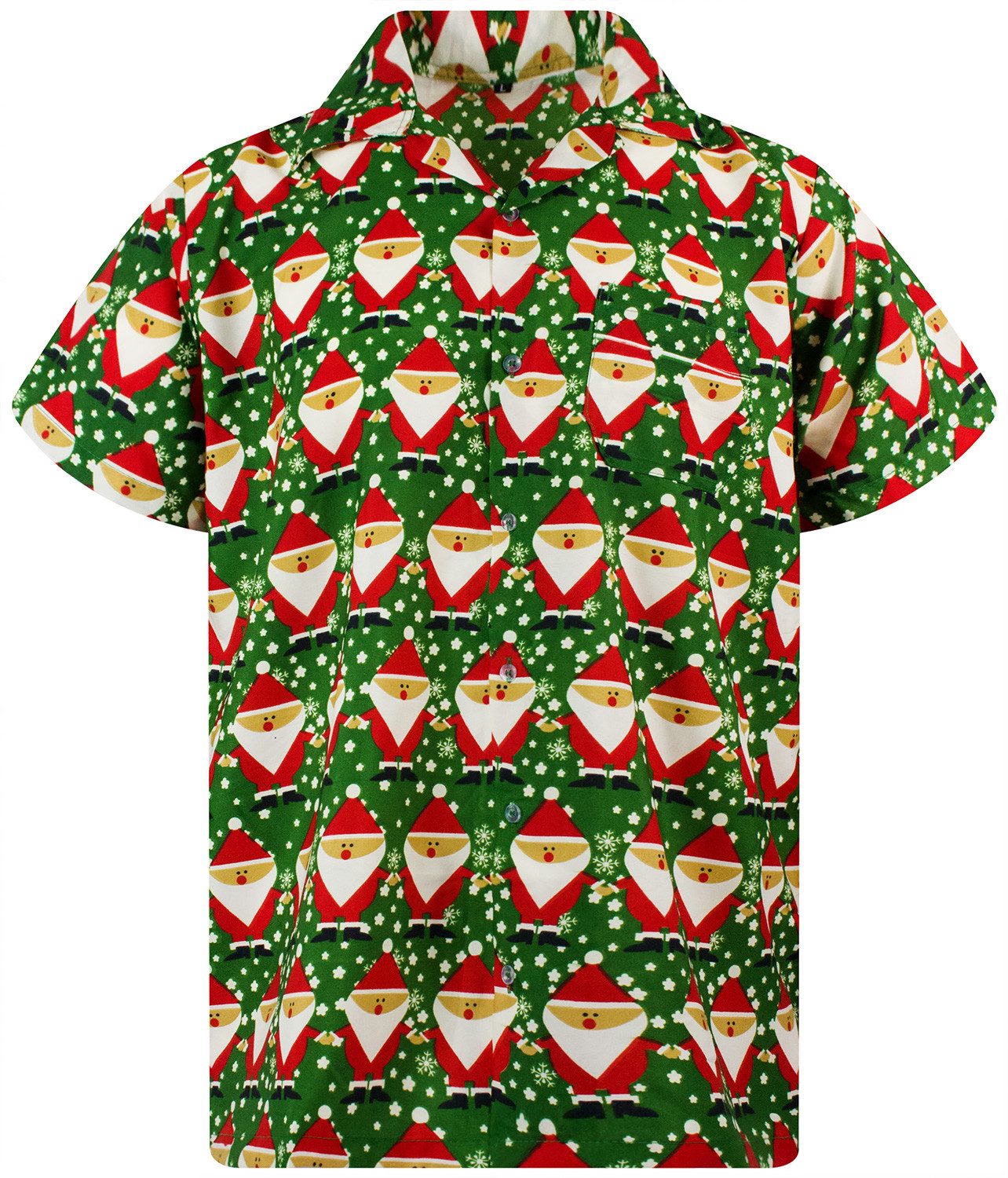 Hawaiihemd Christmas Santa Allover Funky Hawaii-Hemd Kurzarm Front-Tasche Unisex