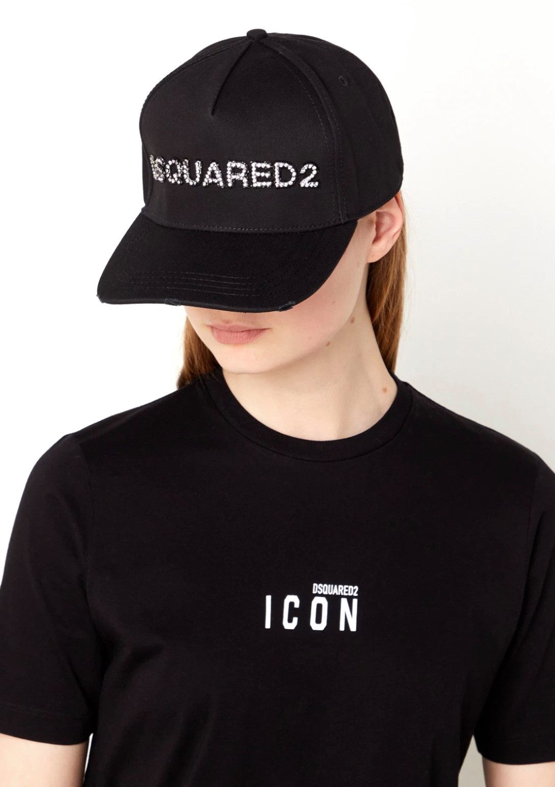 Dsquared2 Baseball Cap Limited Strass Jewelled Kappe Basebalkappe Logo mit Strassbesatz auf der Vorderseite