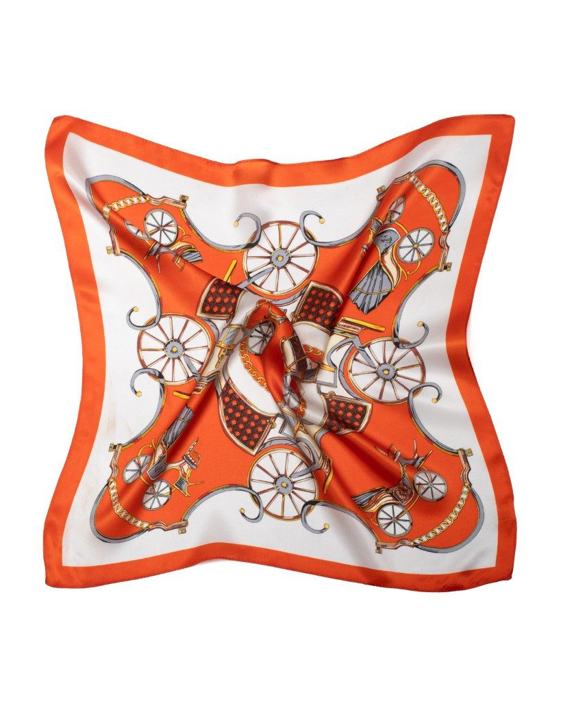Seidentuch quadratisch Märchenkutsche 53x53 orange