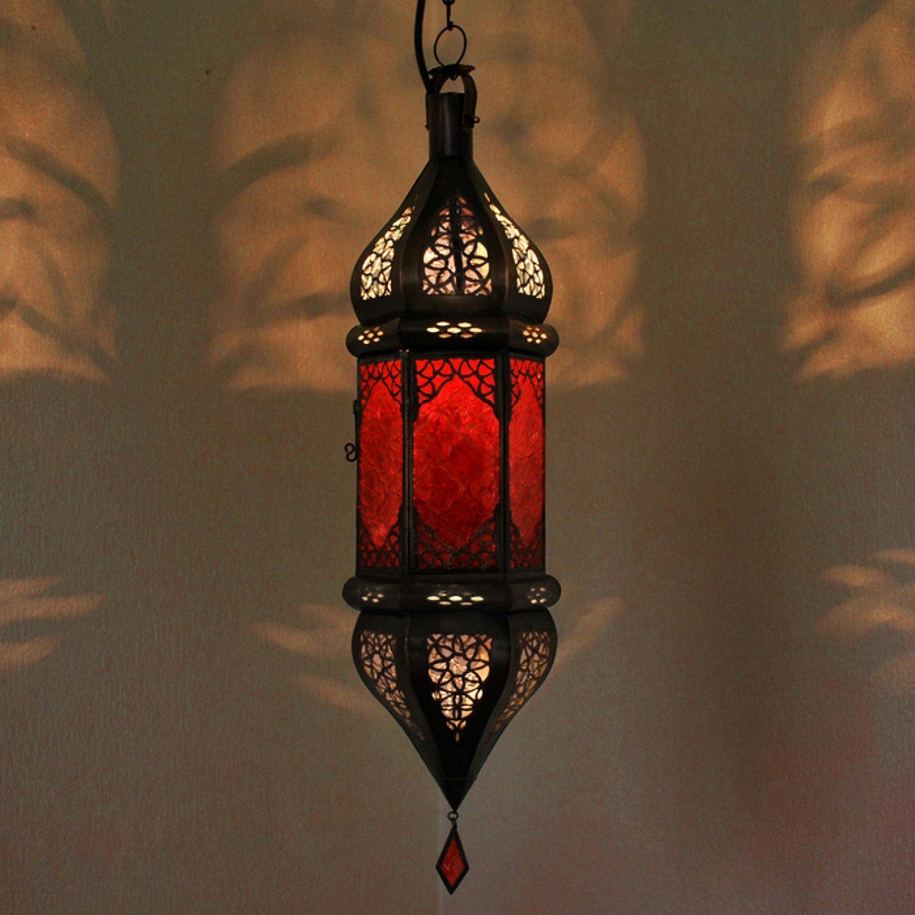 l-artisan Hängeleuchte, Hängelampe Aus Marokko, Pendelleuchte, Deckenleuchte SULTANA, ohne Leuchtmittel Rot