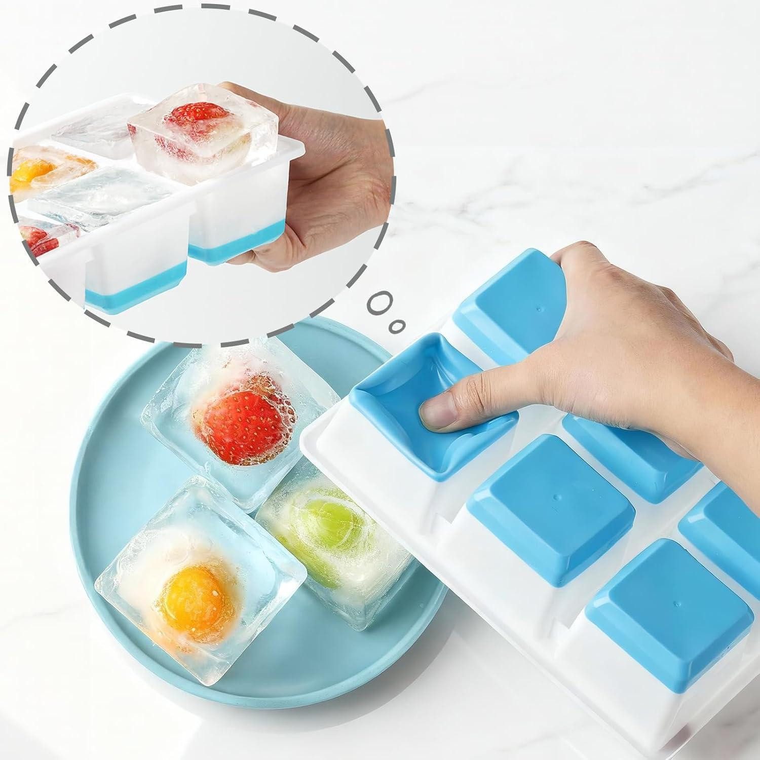 LuxusKollektion Eiswürfelform Eiswürfelbox Silikon XXL 6cm Deckel BPAfrei Whisky Cocktail 2 Grün