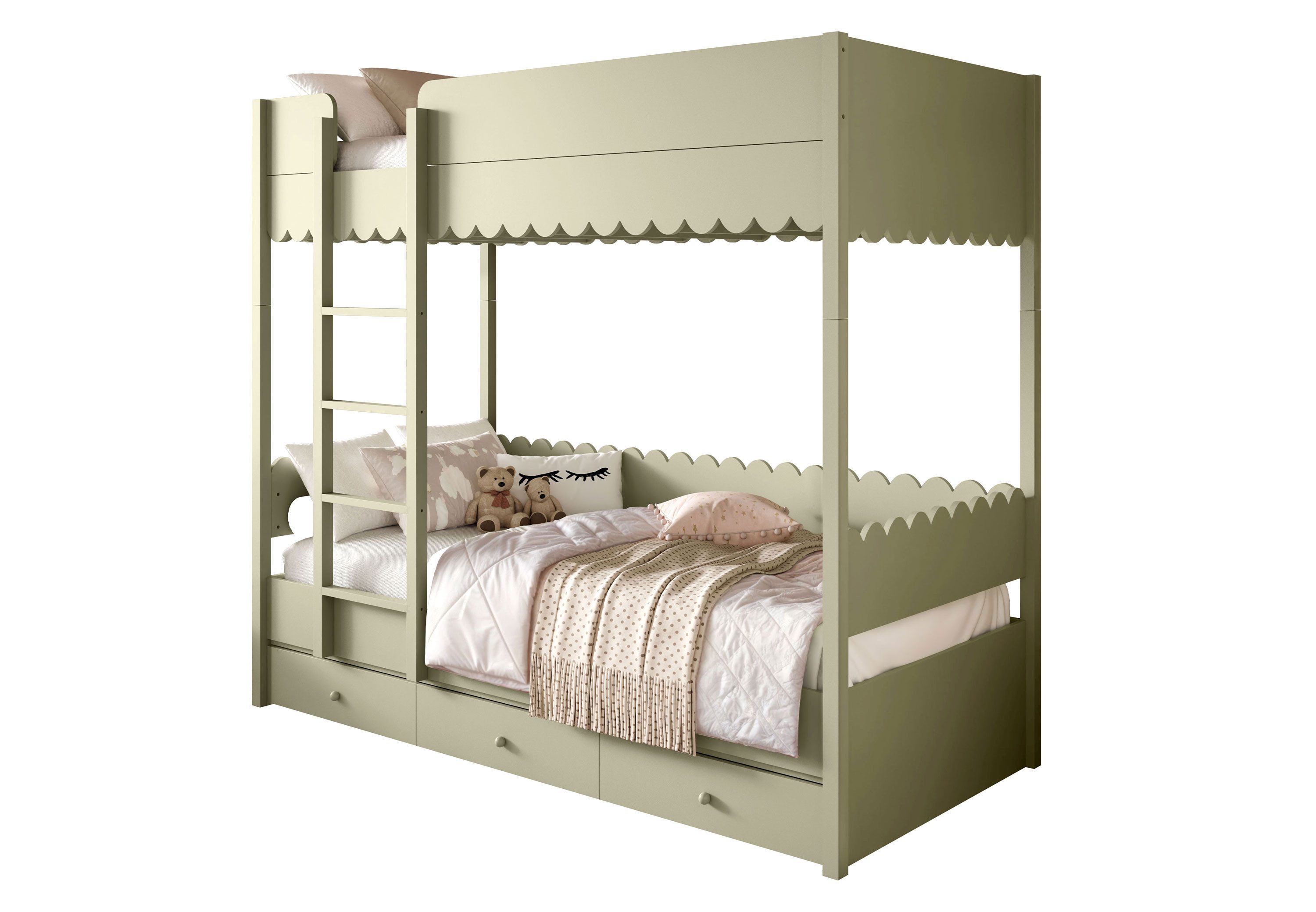 Lookway Hochbett BABUSHKA Hochbett für Kinder 90x200 cm (Bett mit Lattenrost) Breite: 208 cm