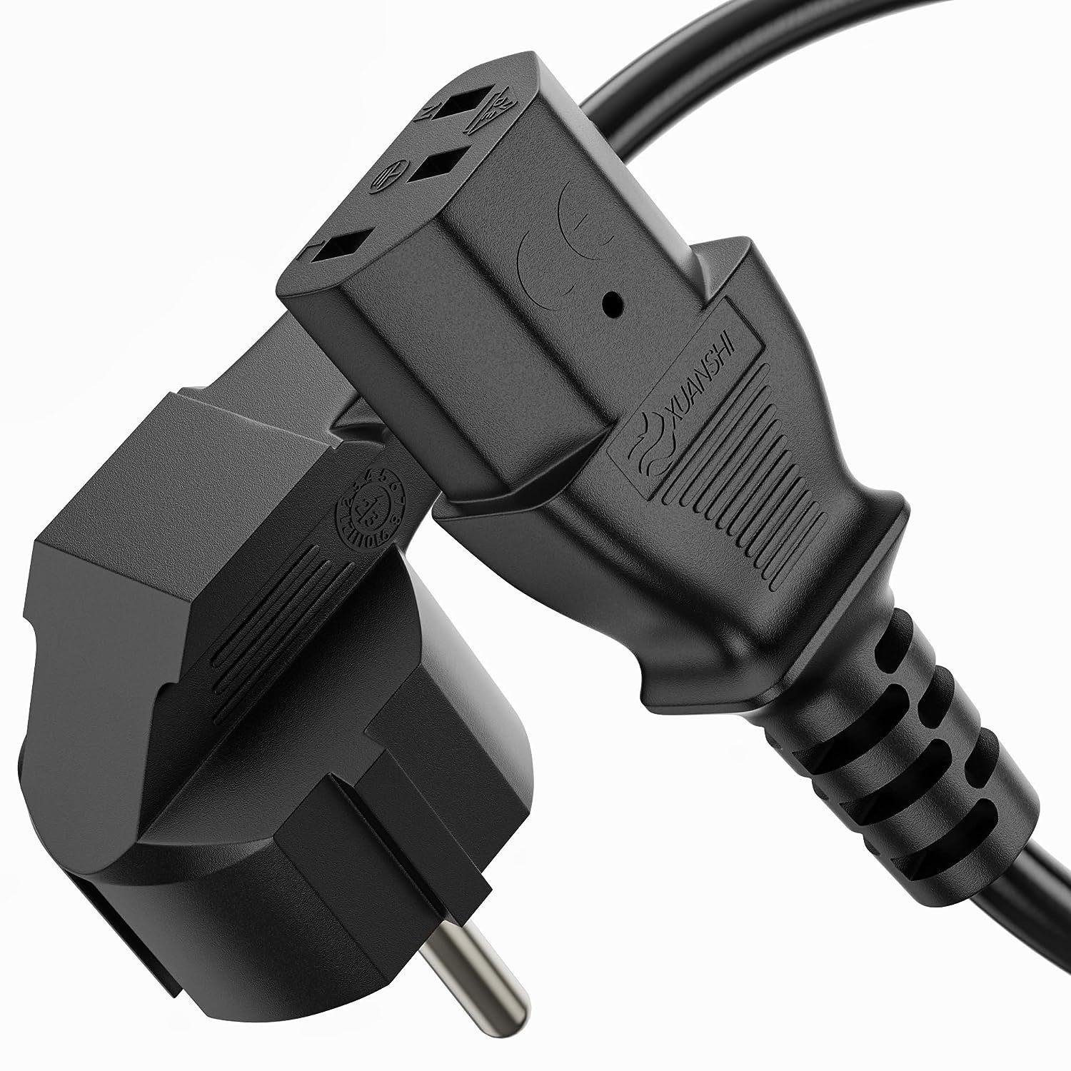 conecto conecto Strom-Kabel, Schutzkontakt-Stecker 90° auf C13 IEC-Buchse Stromkabel, (100 cm)