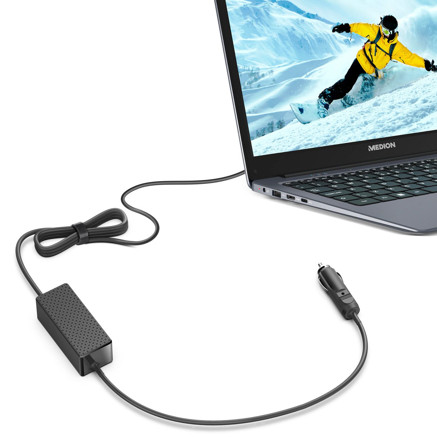 HKY 12-24V KFZ Ladegerät 19V 100W/90W für Asus, Fujitsu, Medion Laptop KFZ-Netzteil (Kompatibel mit Mini PC, Notebook, Toshiba,DC Auto Ladegerät,universell)