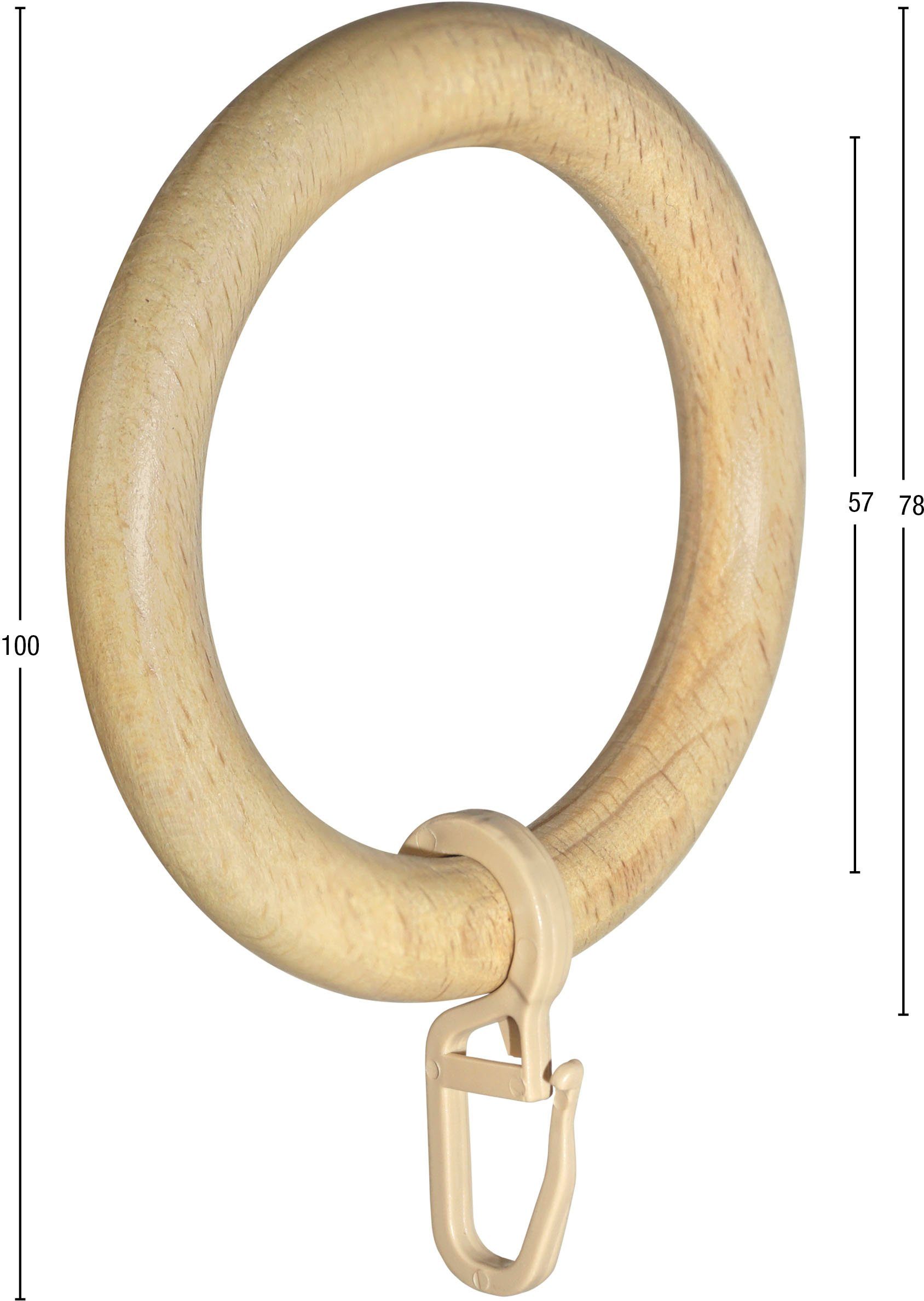 GARESA Gardinenring Holzring mit Haken, (20-St), für Durchmesser bis 35mm, einfache Montage – Bild 2 von 3