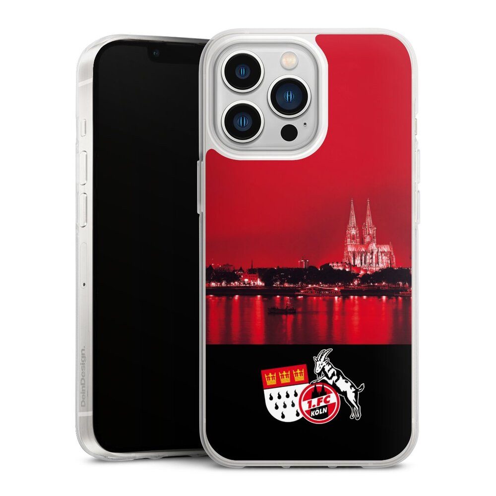 DeinDesign Handyhülle Skyline 1. FC Köln Offizielles Lizenzprodukt Skyline Köln Rot, Apple iPhone 13 Pro Silikon Hülle Bumper Case Handy Schutzhülle