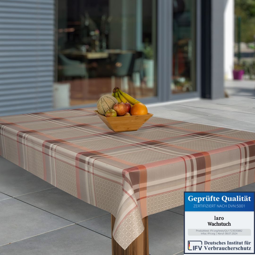 laro Tischdecke Wachstuch-Tischdecken Weihnachten Karo Braun Beige rechteck günstig online kaufen