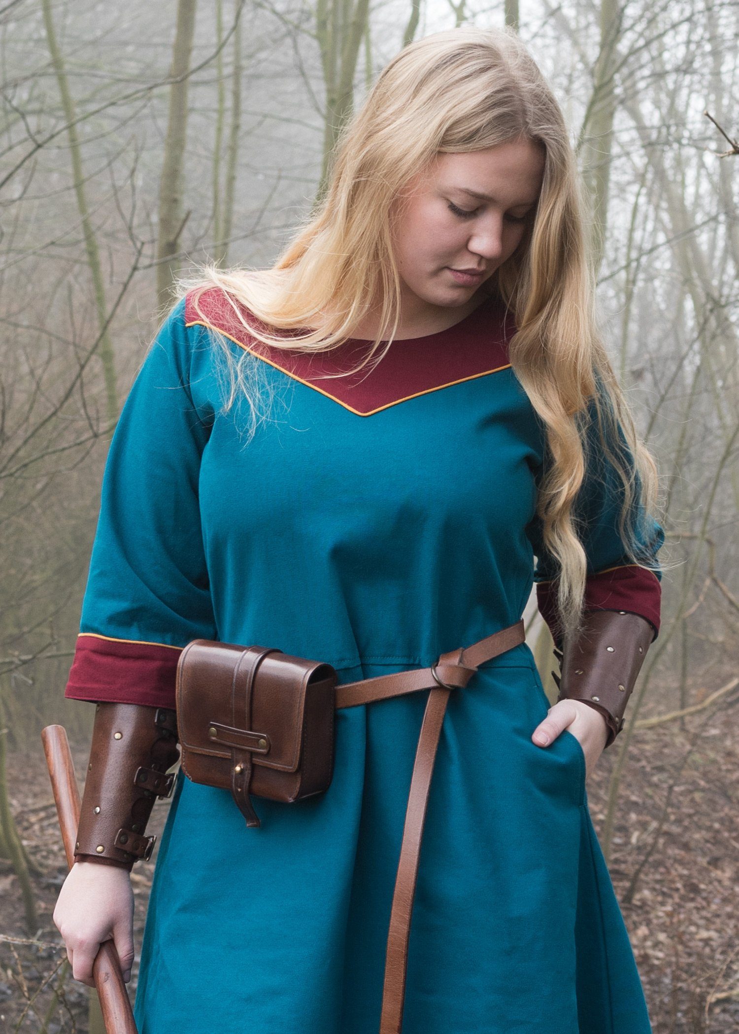 Battle Merchant Ritter-Kostüm Mittelalterkleid Gesine aus Canvas, petrol XL