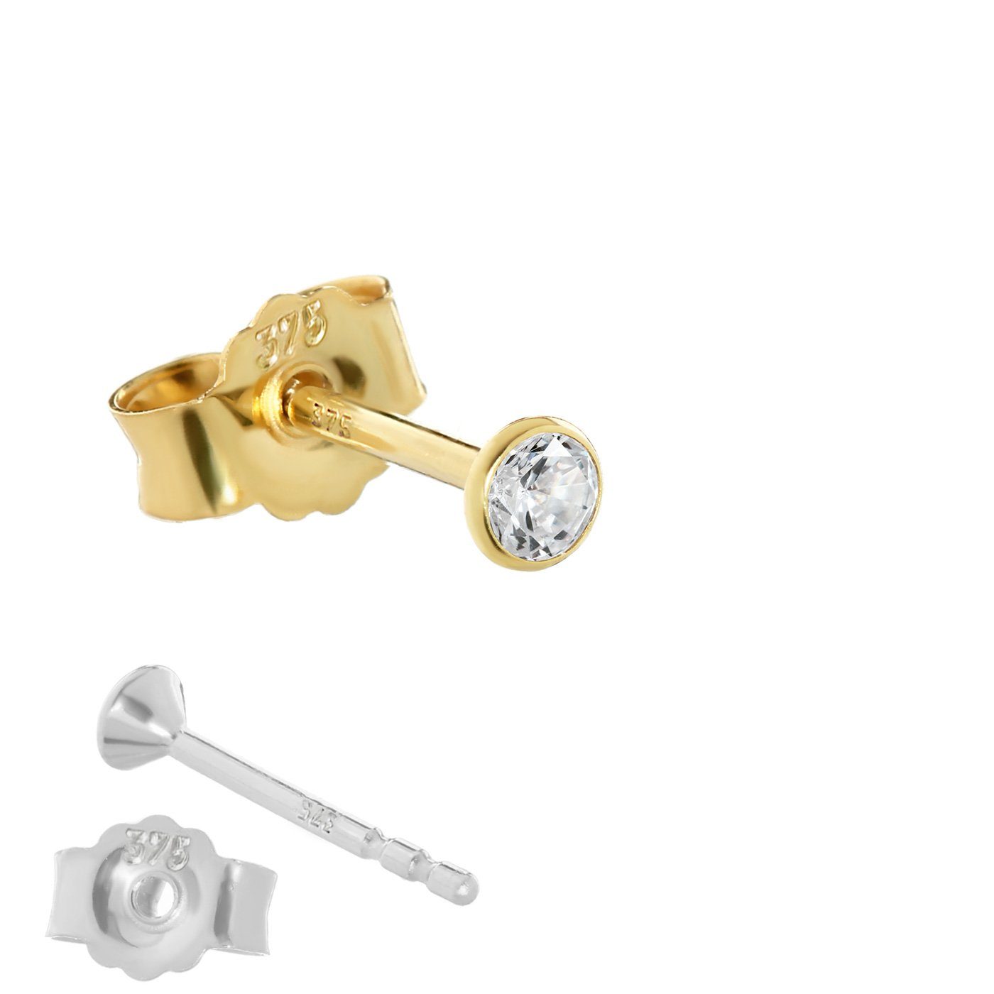 NKlaus Single-Ohrstecker Einzel 3mm Ohrstecker Gelbgold 375 Gold Ohrring 9 günstig online kaufen