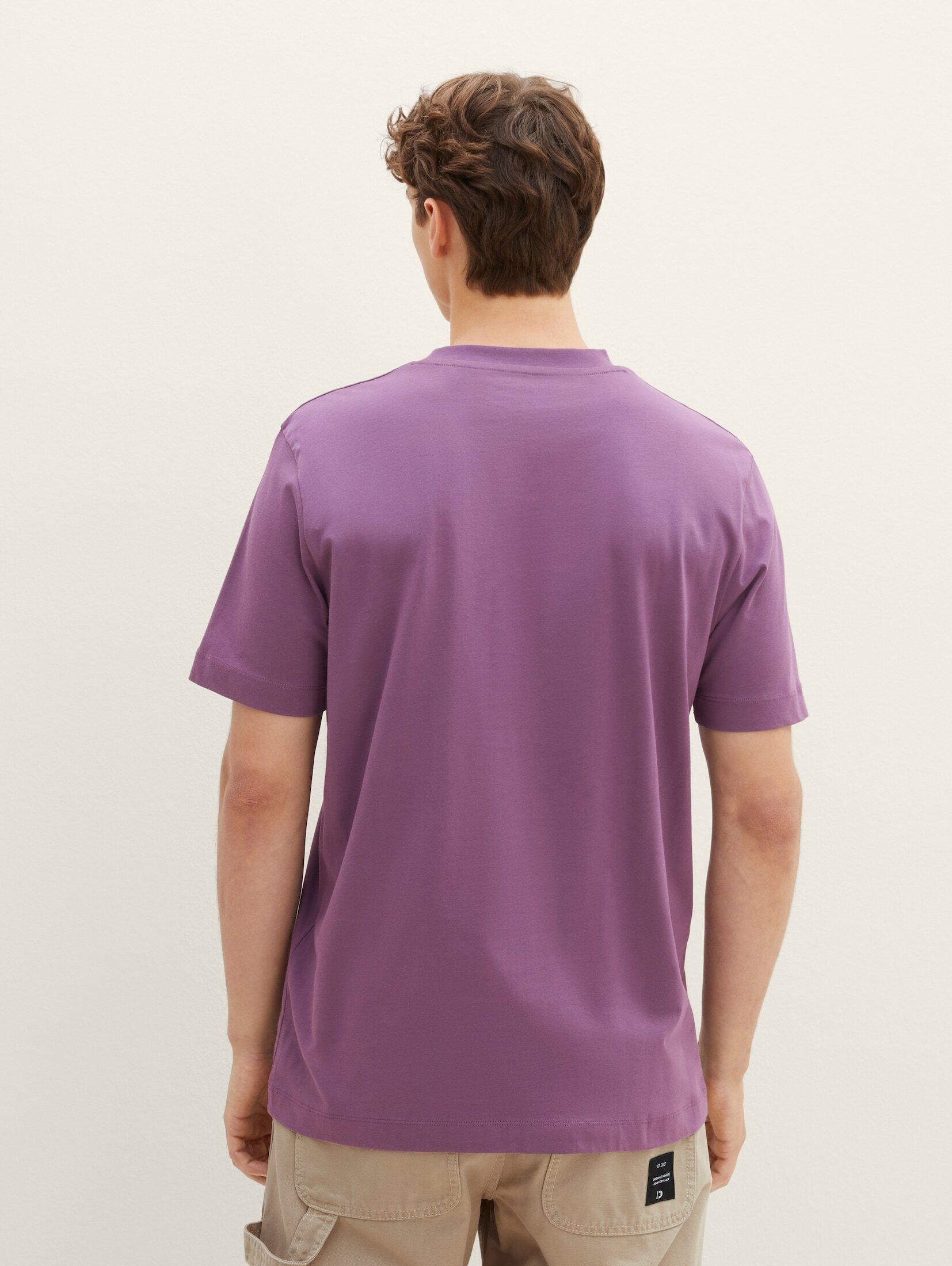 Denim mit grape dusty TAILOR Logoprint TOM T-Shirt T-Shirt