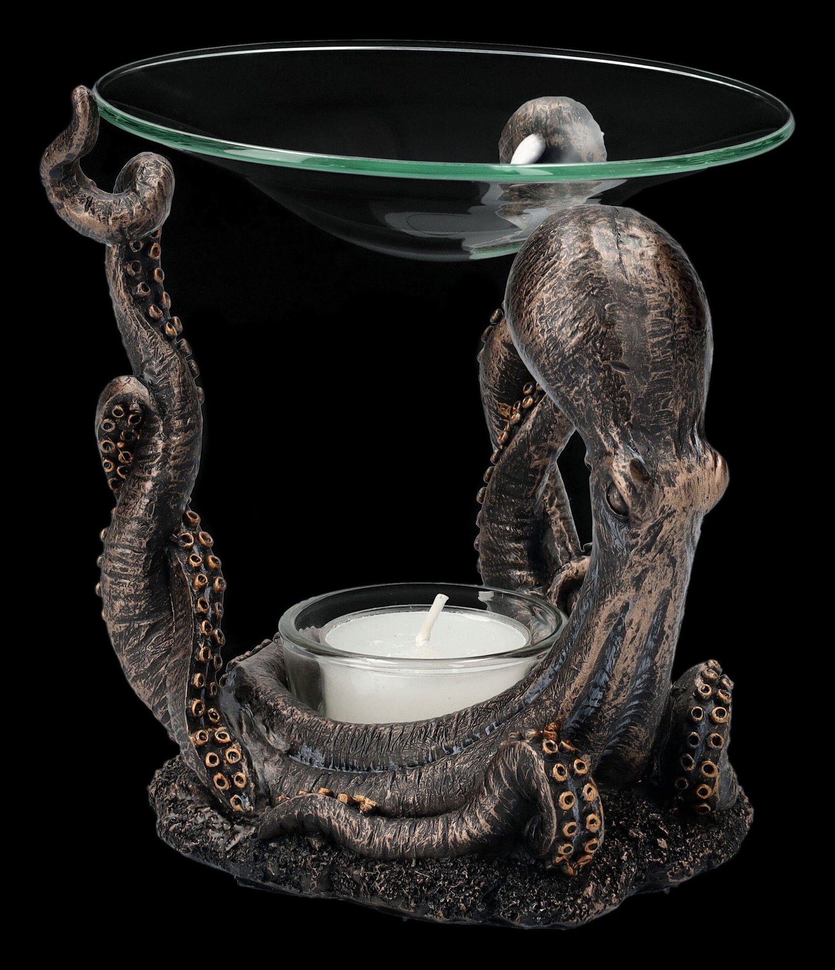 Figuren Shop GmbH Duftlampe Duftlampe - Oktopus mit Glasschale - Dekoration Tierfigur Raumduft