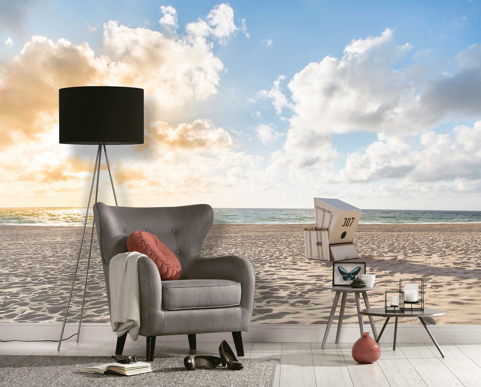 Schräge, walls Designwalls St), Decke Vlies, Beach (5 living Chair, Fototapete Wand, glatt,