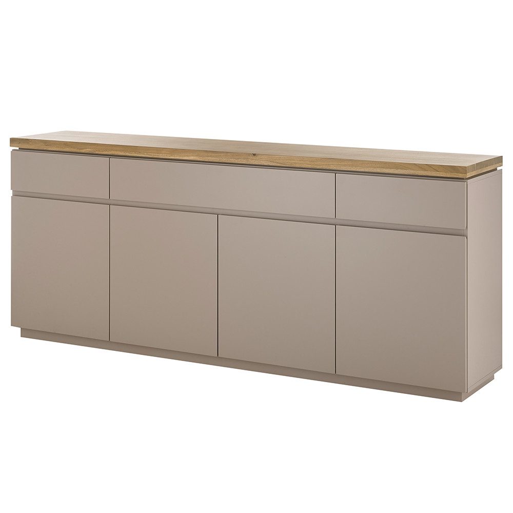 Lomadox Sideboard PALMAS-05, grau Akazie Massivholz Anrichte Kommode 200x85x40 cm