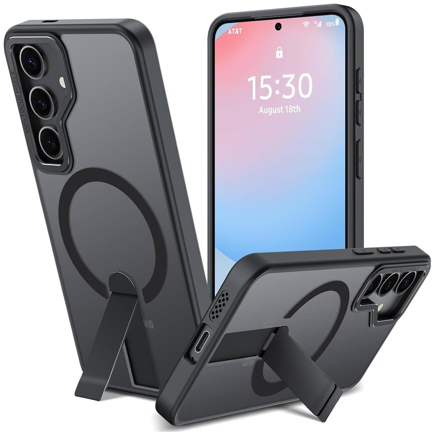 CoolGadget Handyhülle Kickstand Hybrid Hülle für Samsung Galaxy S24 FE 6,7 Zoll, Schutzhülle Militärschutz Ständer kompatibel mit MagSafe Magnetring