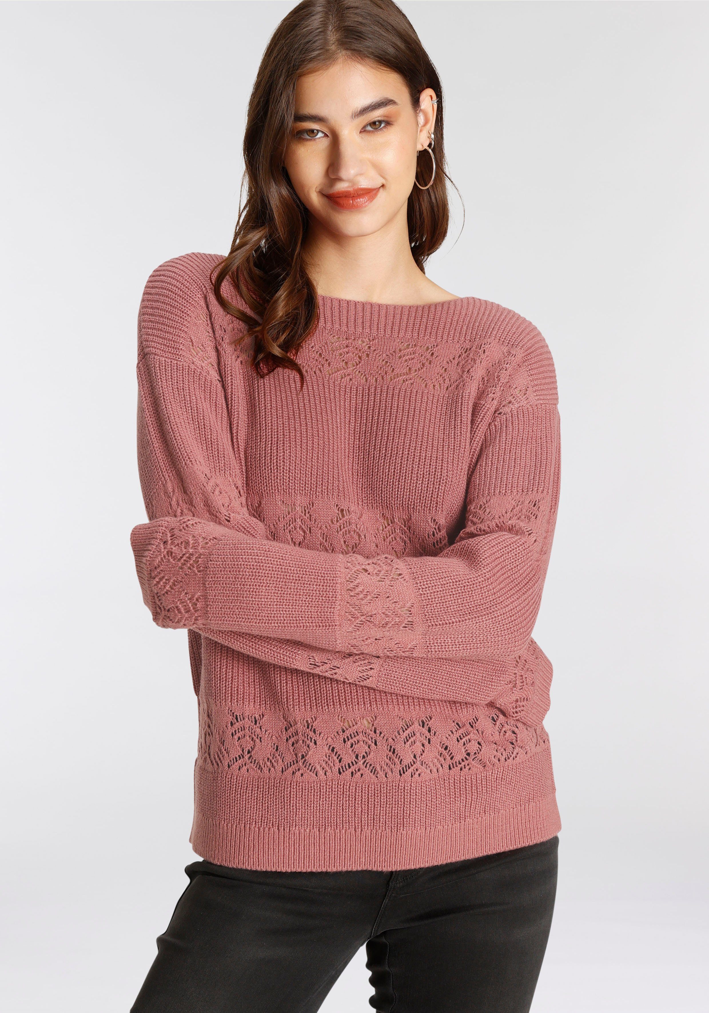 Laura Scott Strickpullover mit Ajour-Muster günstig online kaufen