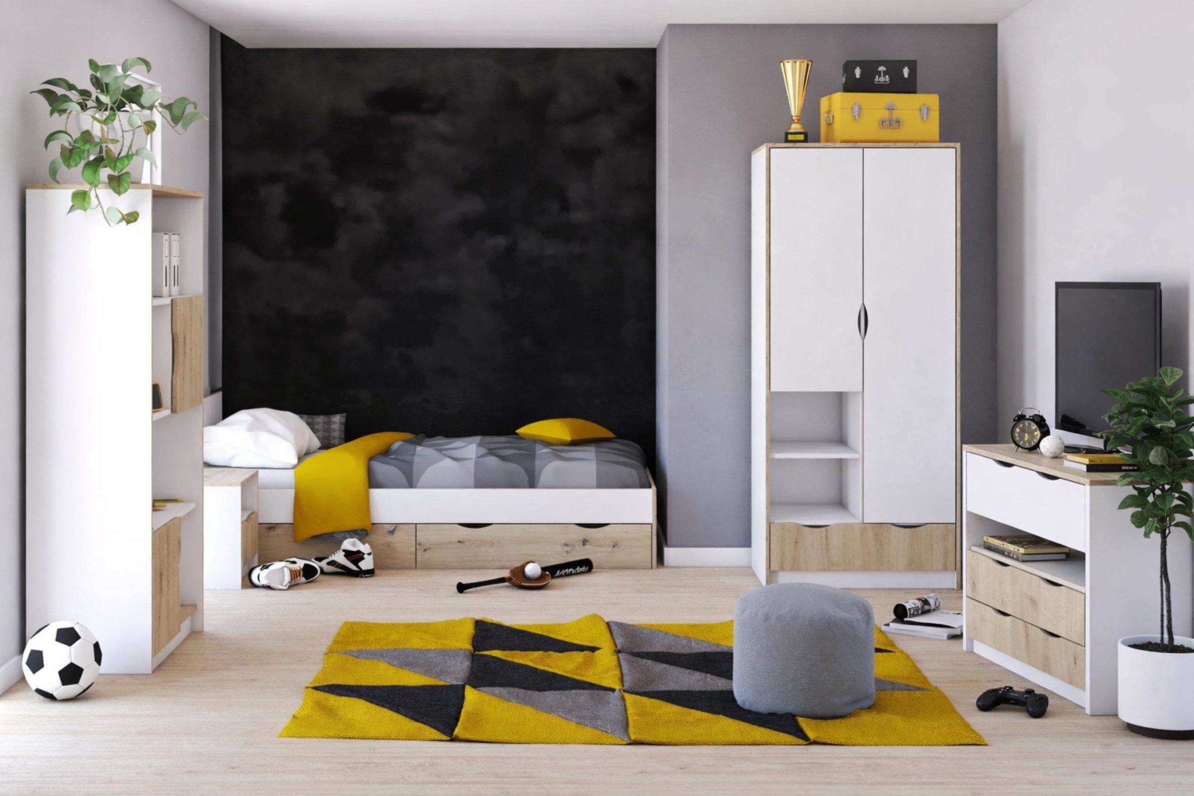 Deine Möbel 24 Jugendzimmer-Set JUMI E Kinderzimmer-Set in Weiß oder Grau m günstig online kaufen