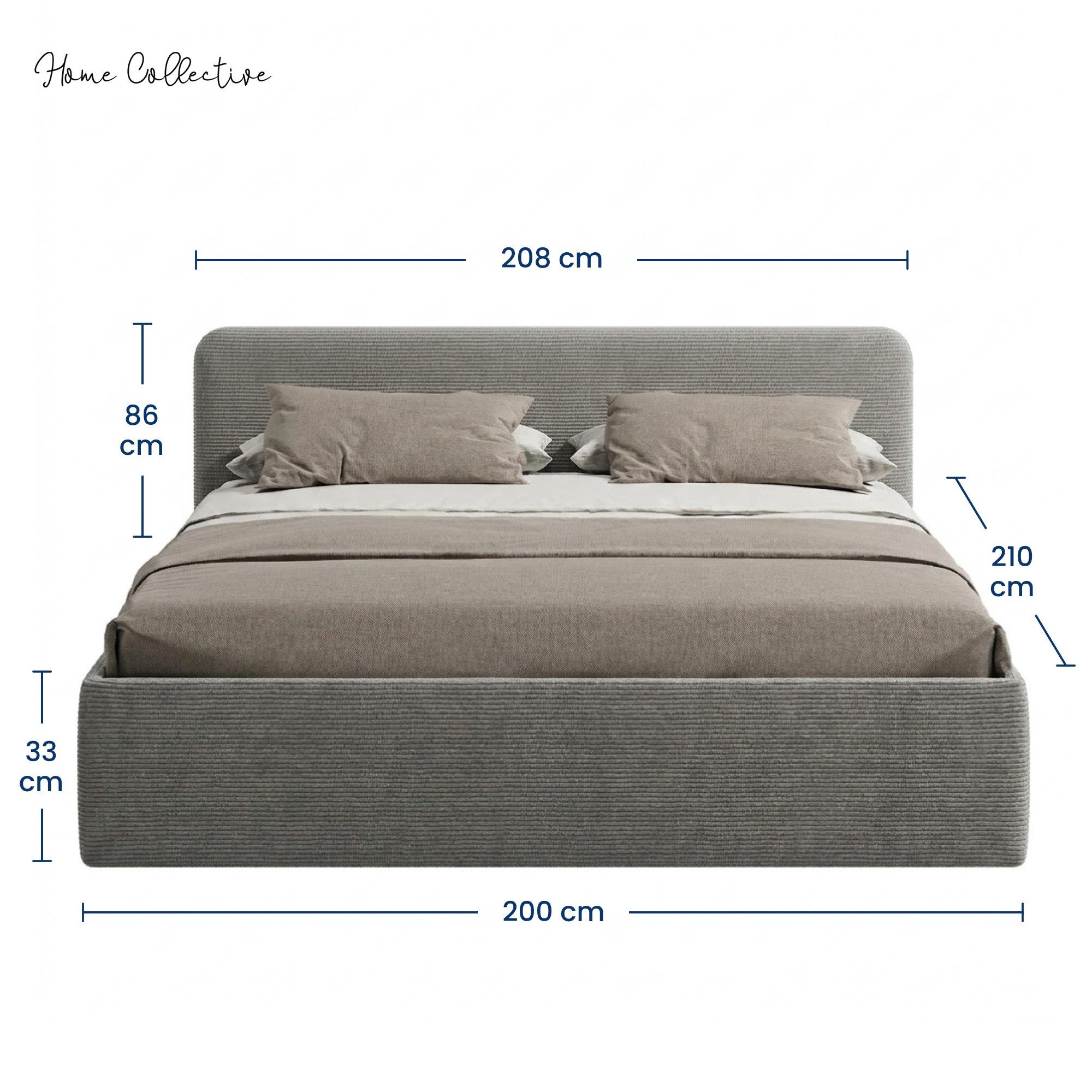 Home Collective Polsterbett Bett mit Stauraum, verstellbarem Lattenrost, viele Größen (Größen: 100x200 120x200 140x200 160x200 180x200 200x200, hochwertiger Kor – Bild 3 von 5