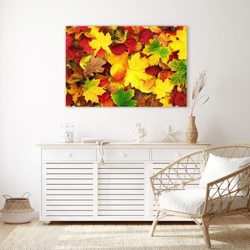 Primedeco Glasbild Wandbild Herbstblätter mit Aufhängung, Blumen