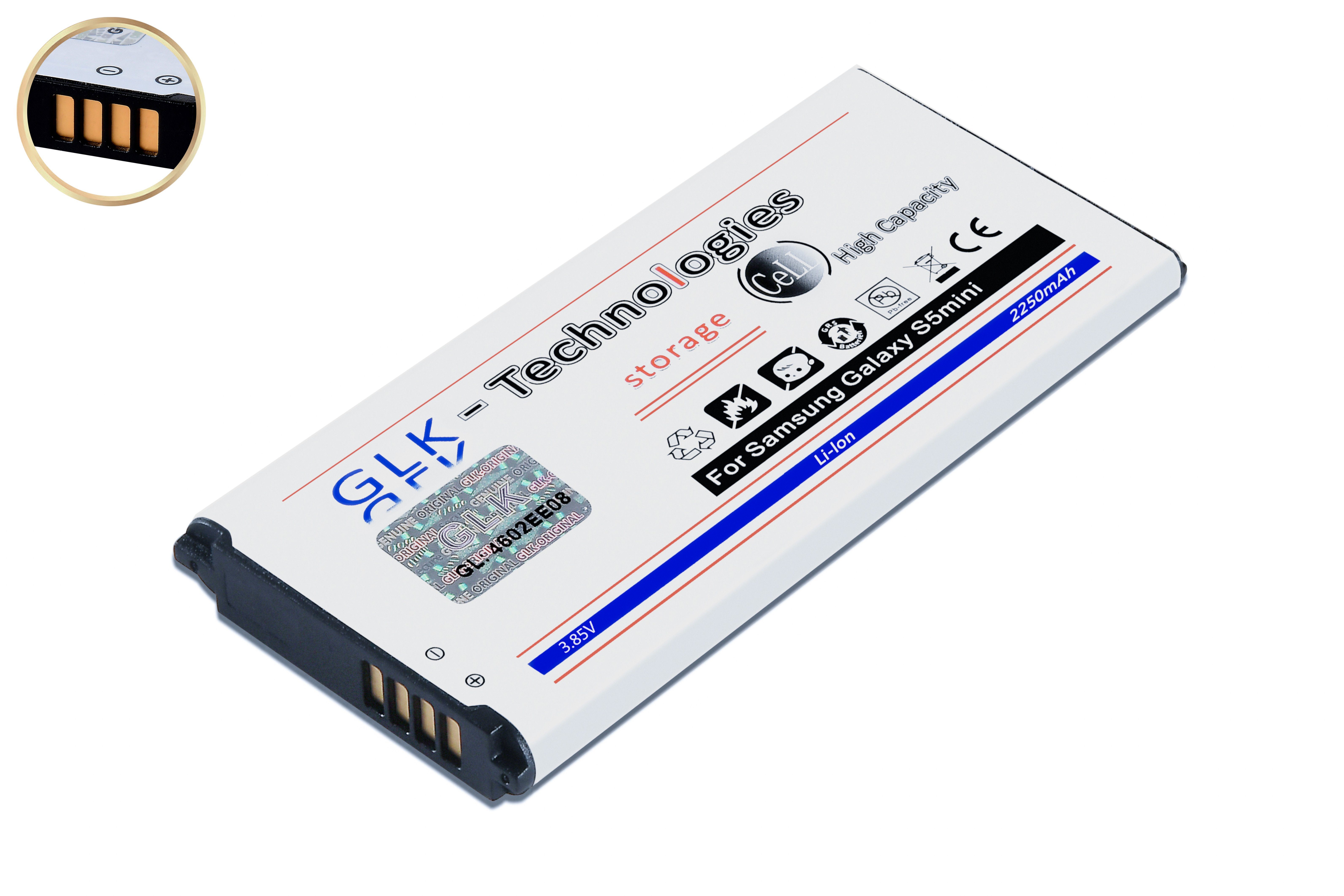 GLK-Technologies High Power Ersatzakku kompatibel mit Samsung Galaxy S5 Mini SM-G800F, Duos SM-G800H // EB-BG800BBC EB-BG800BBE, Original GLK-Technologies Battery, accu, 2250 mAh Akku, NEU Smartphone-Akku 2250 mAh (3.85 V)