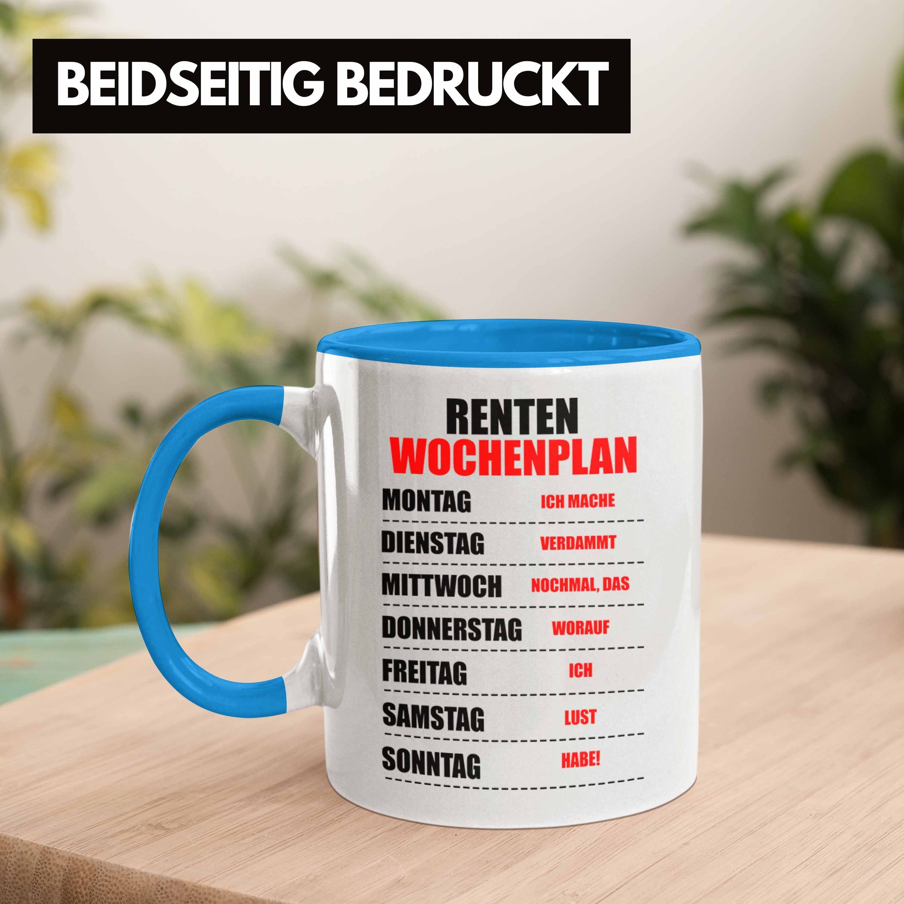 Frau Geschenk Rente Tasse Renteneintritt Renter Trendation Abschied Lustig Tasse Blau Mann Ruhestand Rentnerin Trendation - für Spruch