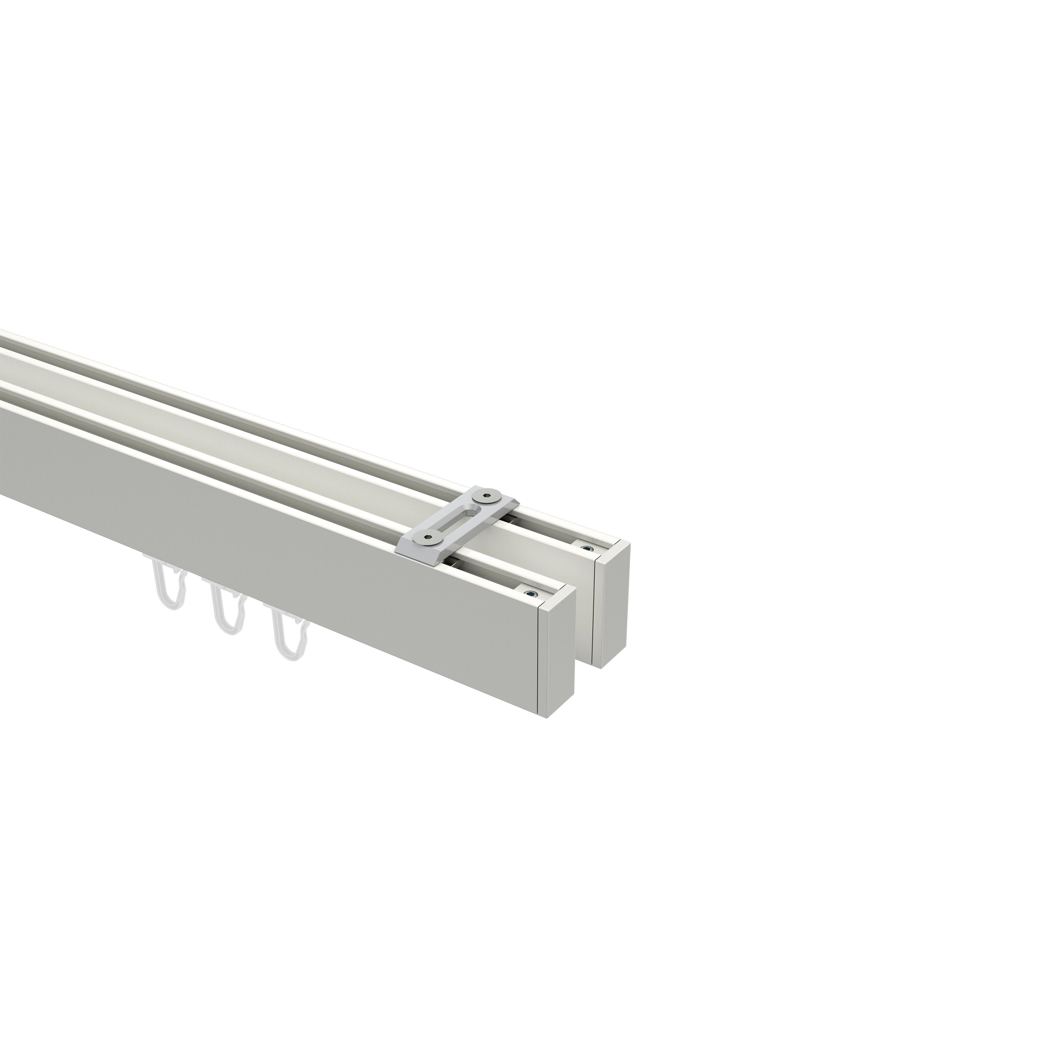 INTERDECO Gardinenstange Smartline Paxo, 2-läufig, 14x35 mm, eckig, Deckenmontage, Weiß