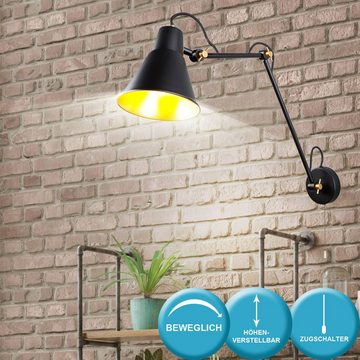 etc-shop LED Wandleuchte, Leuchtmittel inklusive, Warmweiß, Farbwechsel, Wand Lampe Arbeits Zimmer Lese Leuchte Gold FERNBEDIENUNG im Set