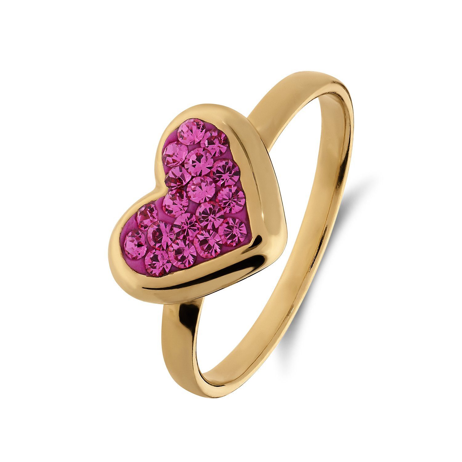 LUCARDI Fingerring Ring - 925 Silber - Gold - Kristall - Kinder