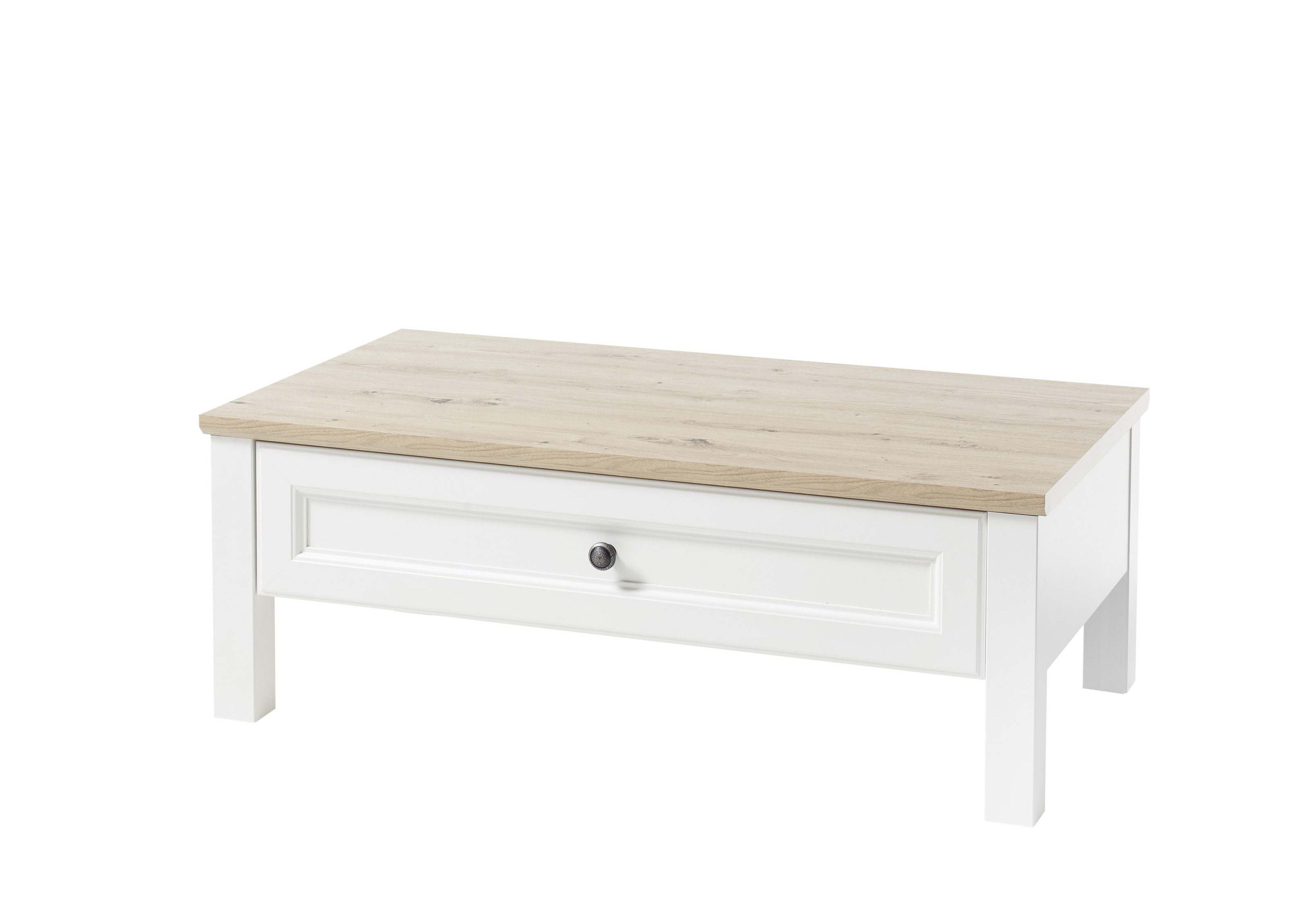 PREISBRECHER Couchtisch Toskana, Schublade, Artisan Eiche Dekor, weiß - 110x41x60 (BxHxT)