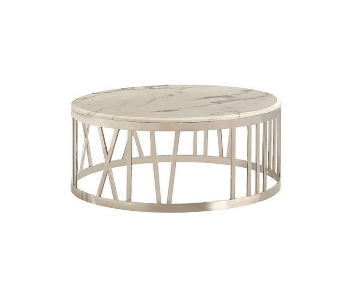 alesvelt Couchtisch Edler runder Couchtisch mit Marmor-Optik – 100 x 42 cm
