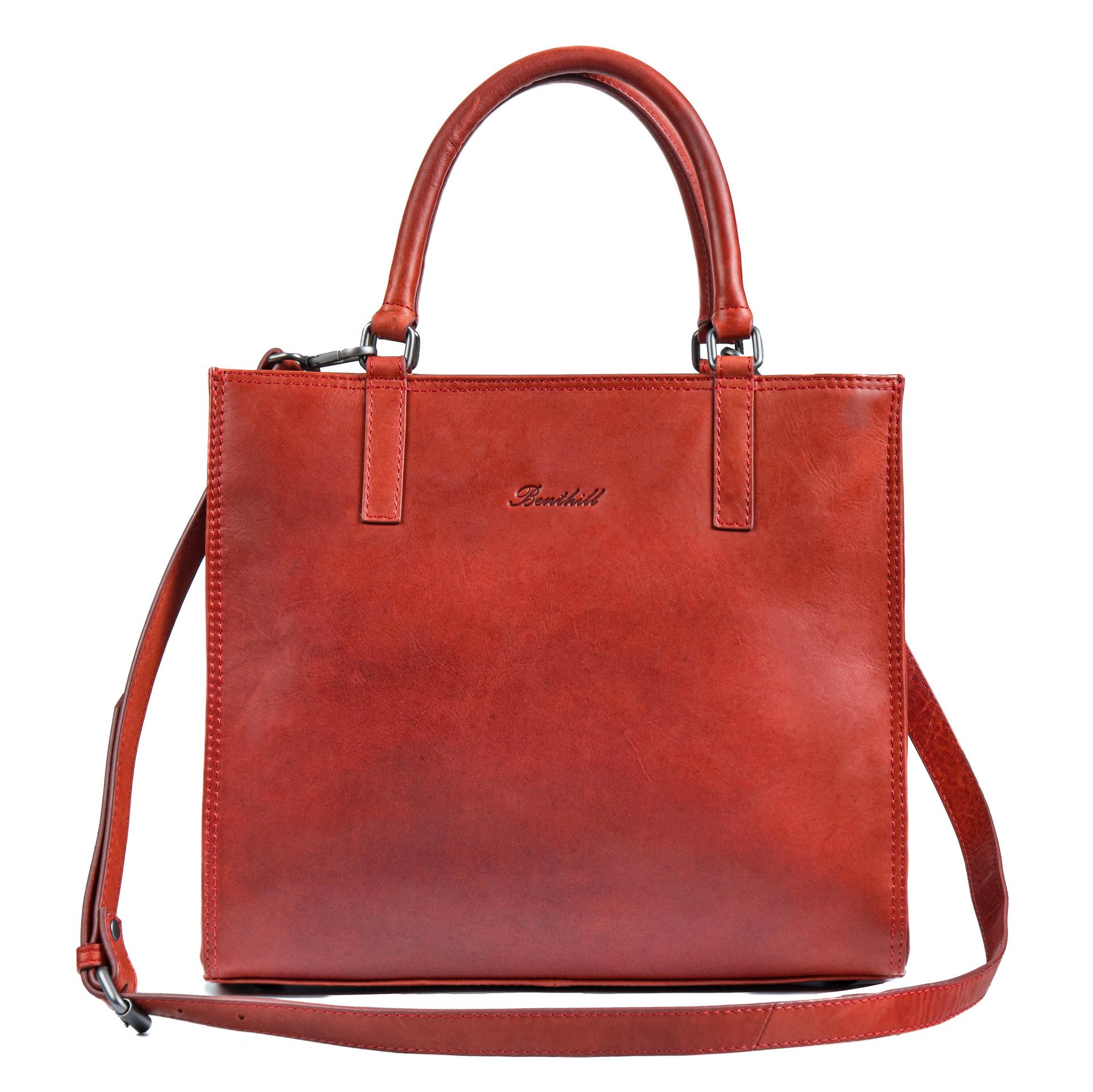Benthill Henkeltasche Damen Echt Leder Tasche Handtasche Frauen Shopper Große Schultertasche, Reißverschlussfach