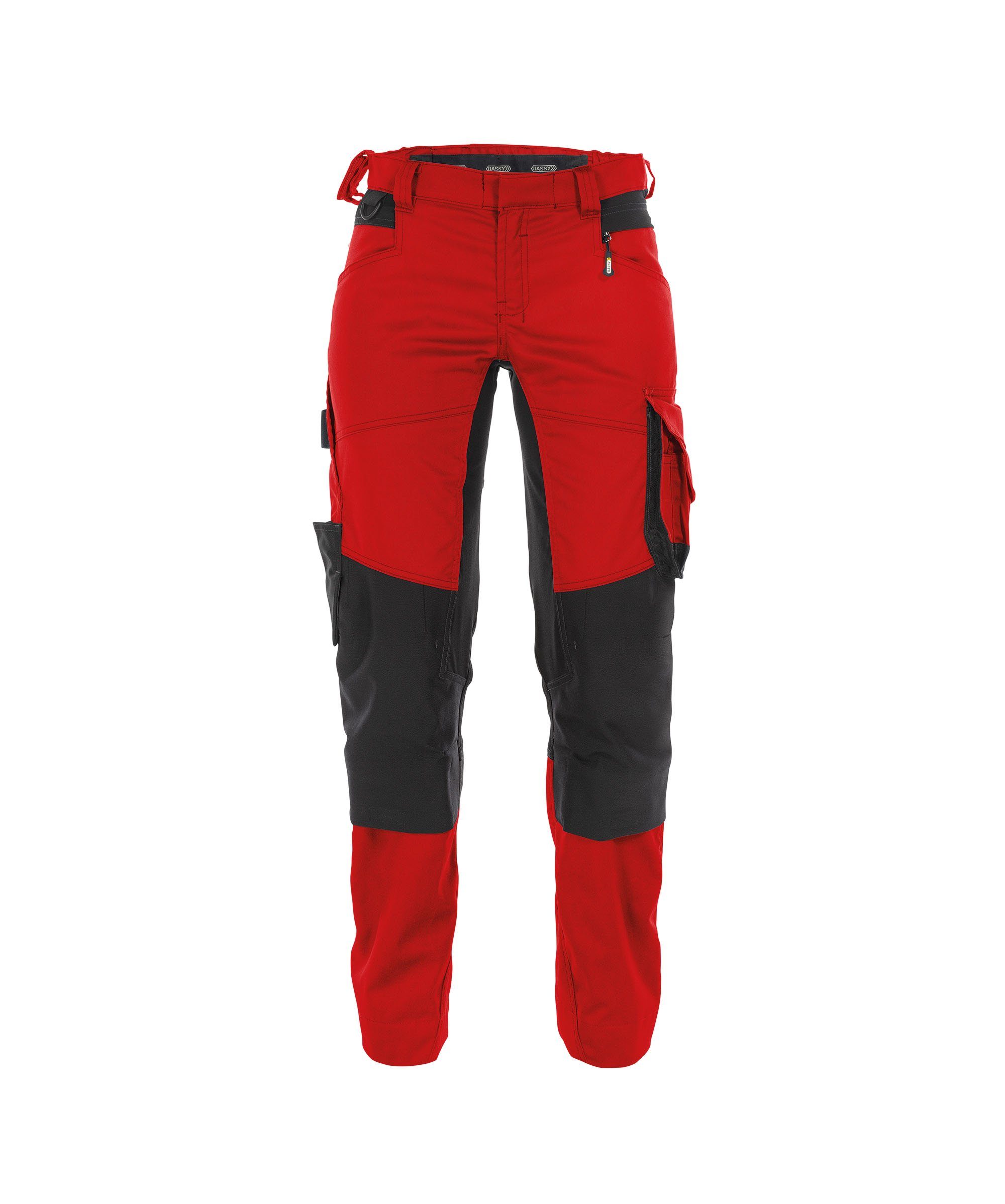 Dassy Arbeitshose Arbeitshose mit Stretch und Kniepolstertaschen für Damen Dynax Women (1-tlg) rot/schwarz