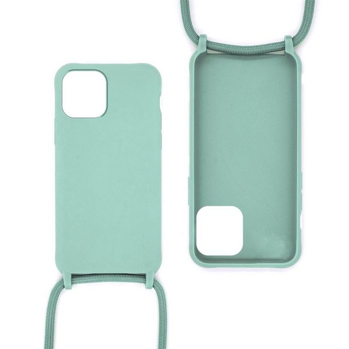MyGadget Handyhülle Handykette für Apple iPhone 12 / 12 Pro TPU Hülle mit Band - Handyhülle mit Handyband zum Umhängen Kordel Schnur Case Schutzhülle - Mintgrün